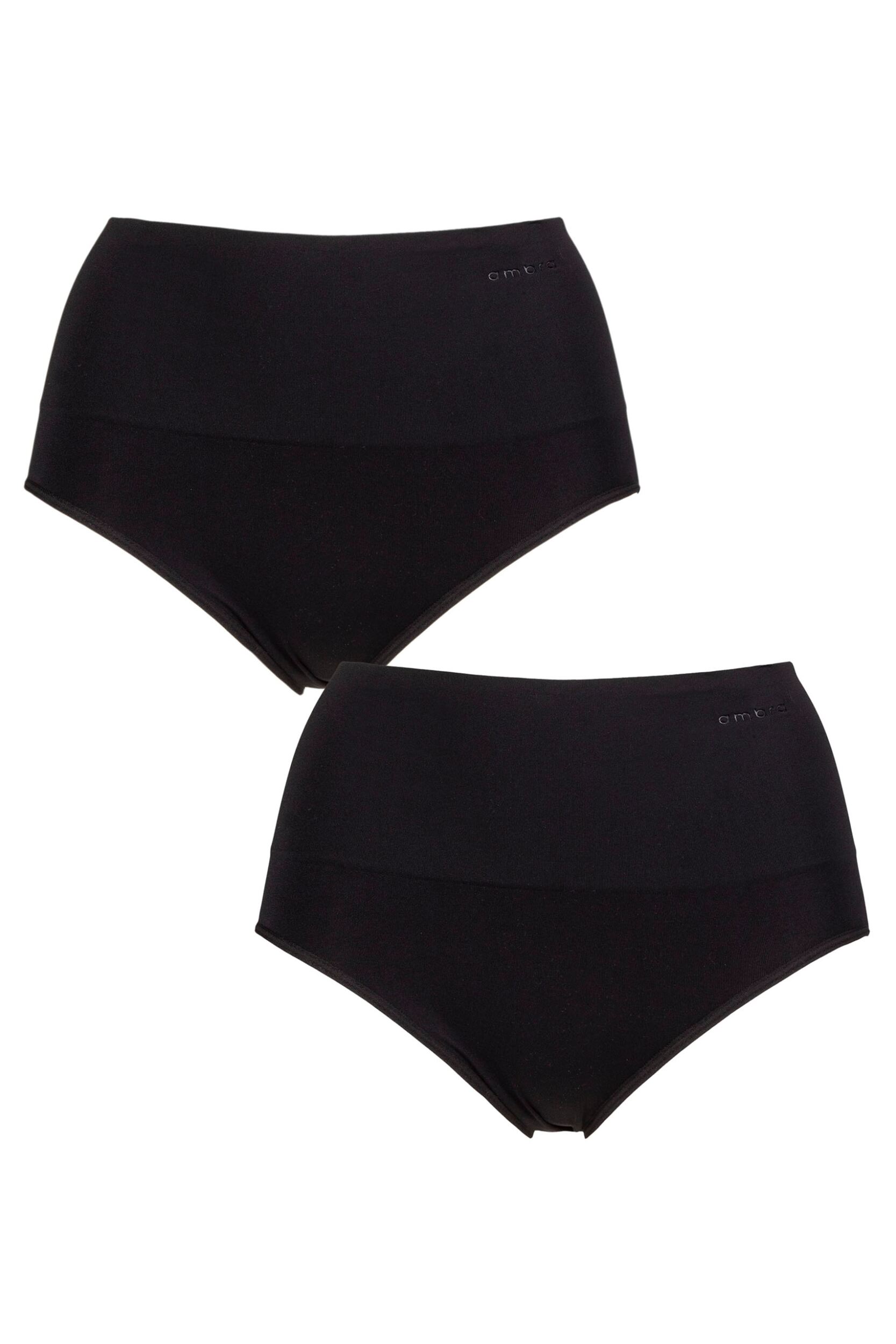 Women's 2 Pack Ambra Seamless Smoothies Full Brief Black 10-12 UK