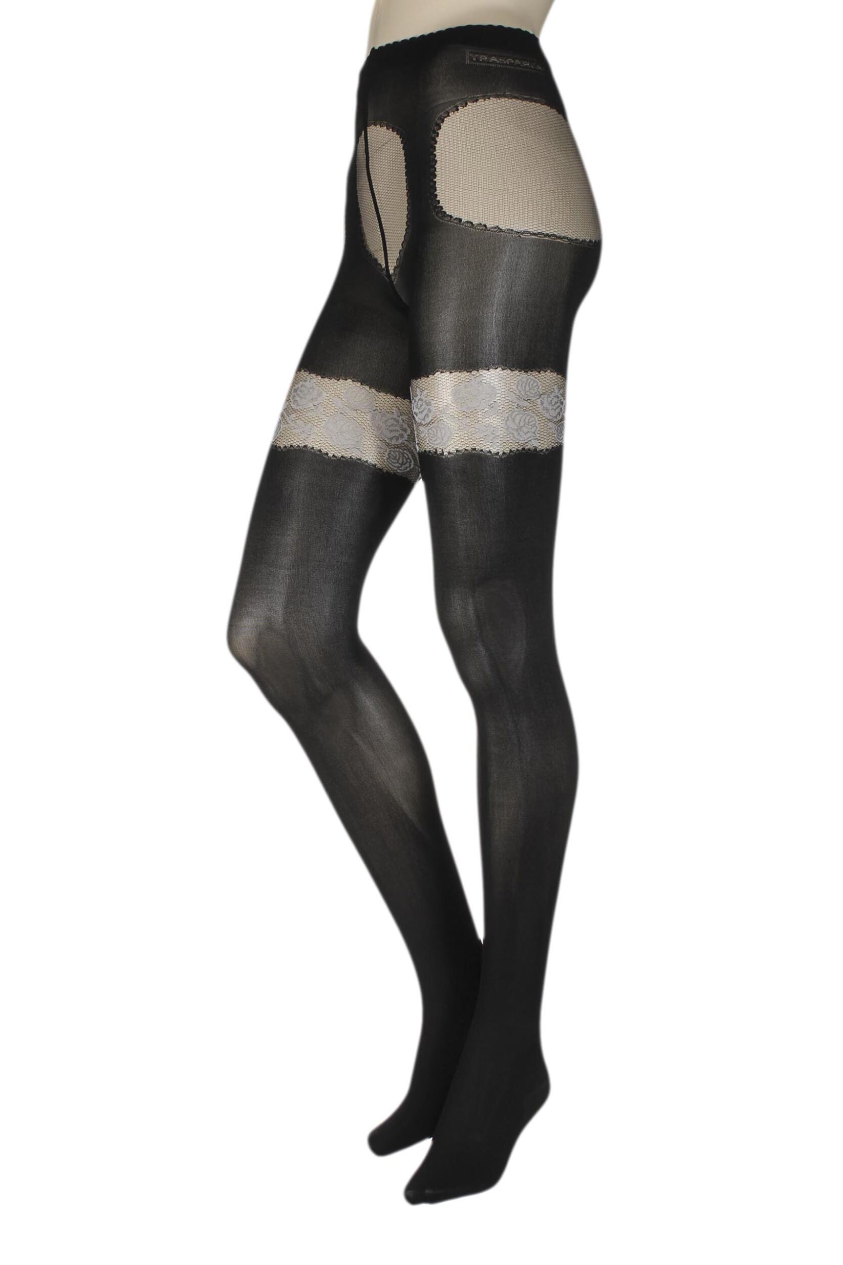 Image of Ladies 1 Pair Trasparenze Aleppo Mock Hold Up Tights