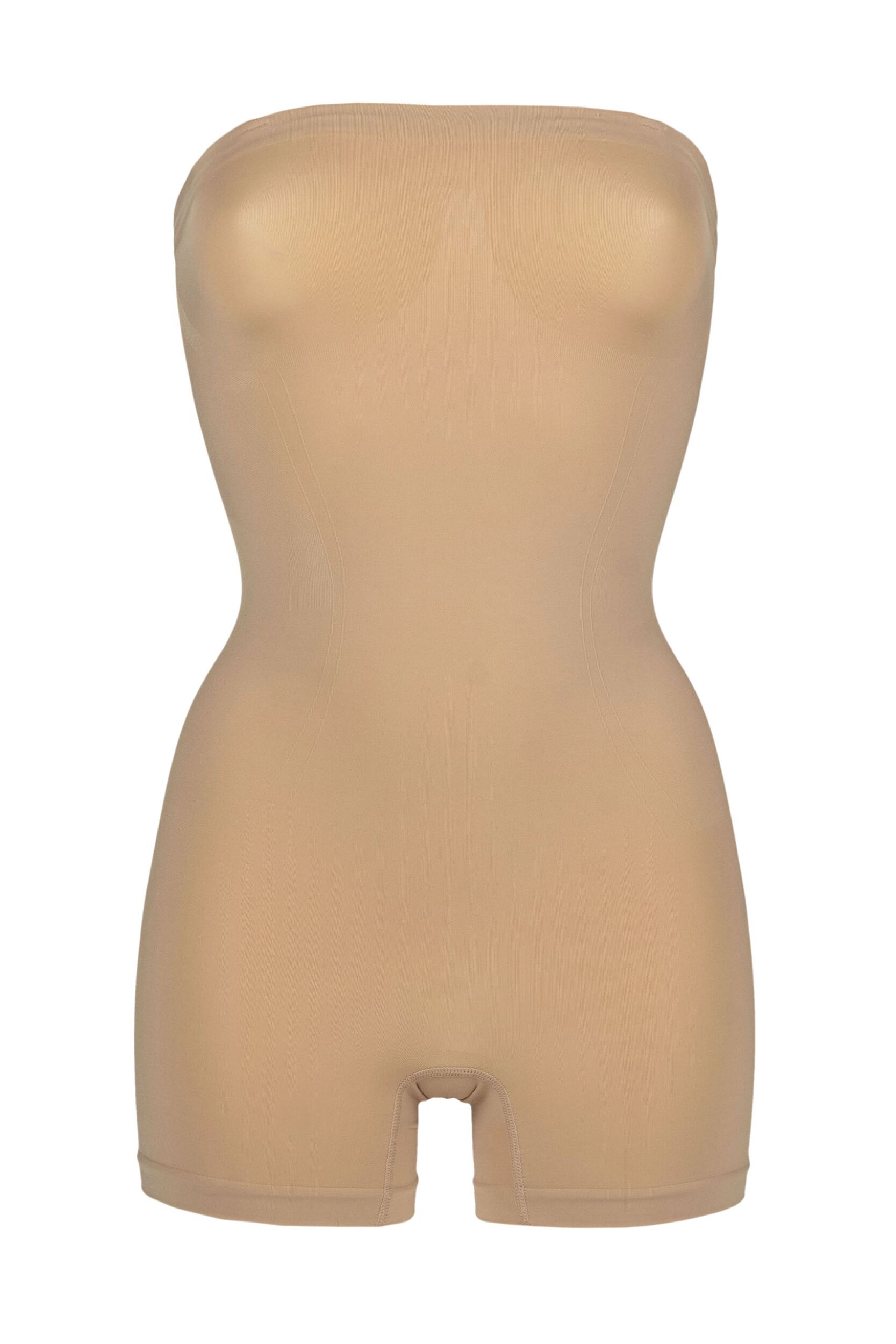 Women's 1 Pack Ambra Powerlite Bandeau Bodysuit Rose Beige UK 10-12