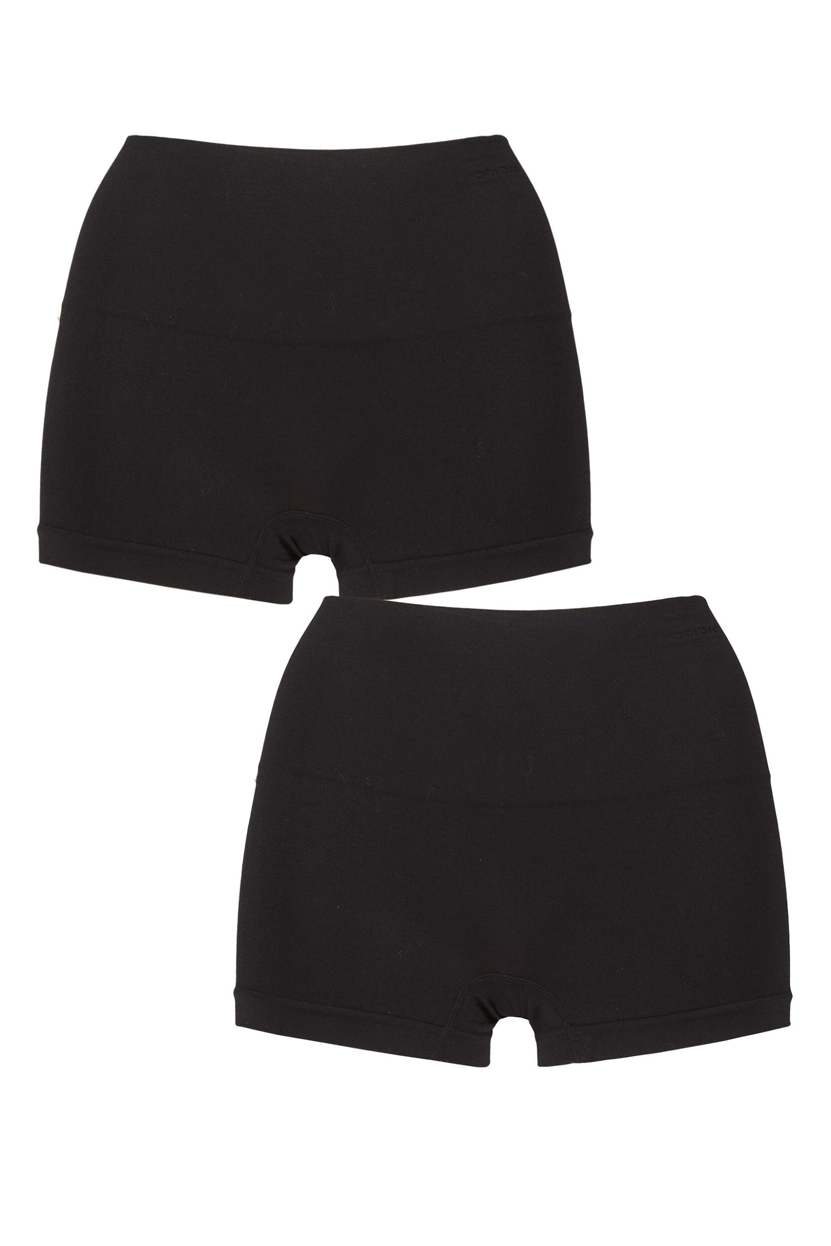 Women's 2 Pack Ambra Seamless Smoothies Shorties Black 8-10 UK