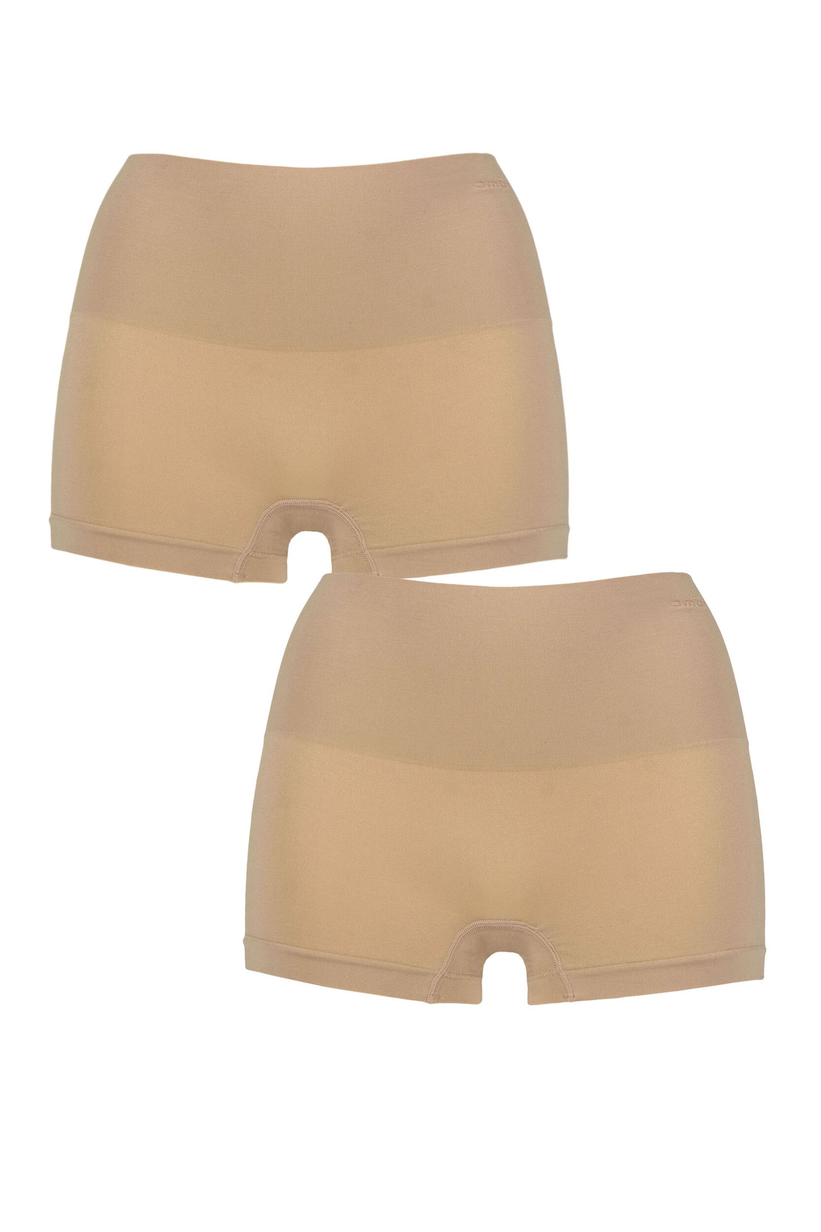 Women's 2 Pack Ambra Seamless Smoothies Shorties Rose Beige 8-10 UK