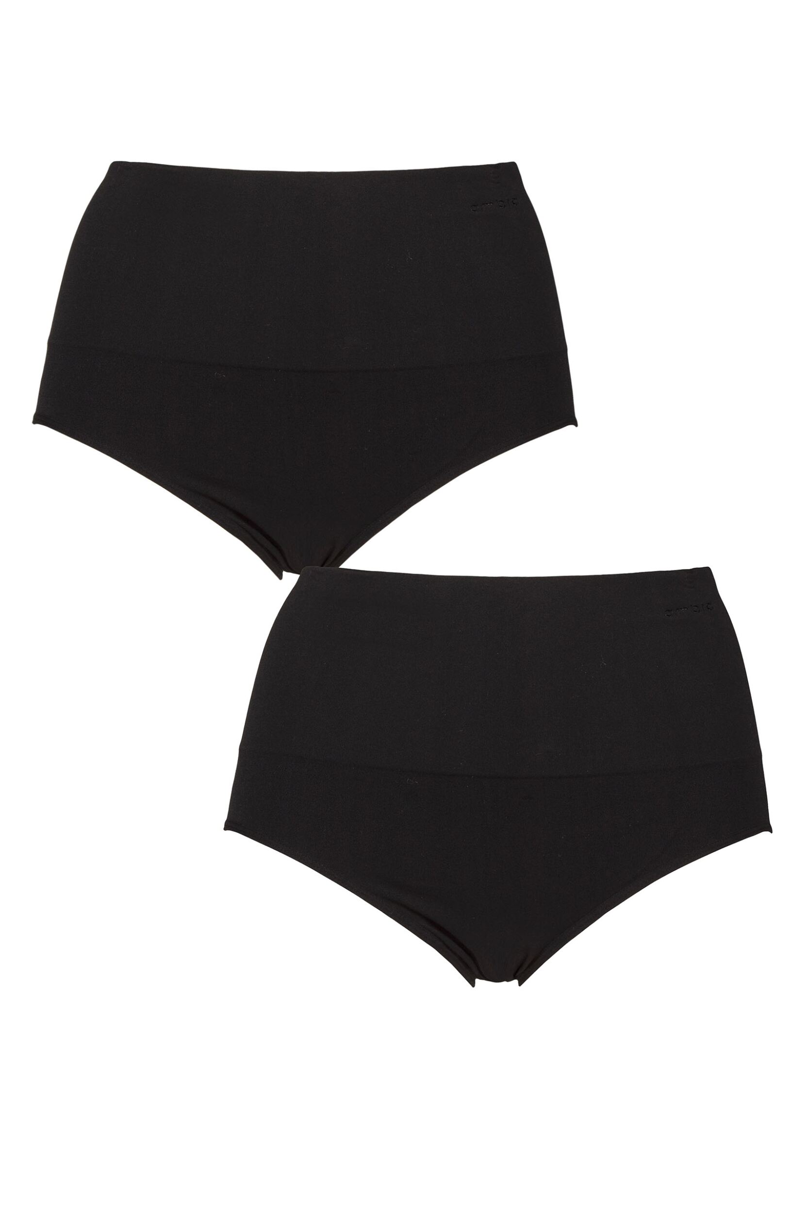 Women’s 2 Pack Ambra Seamless Smoothies Full Brief Black 8-10 UK