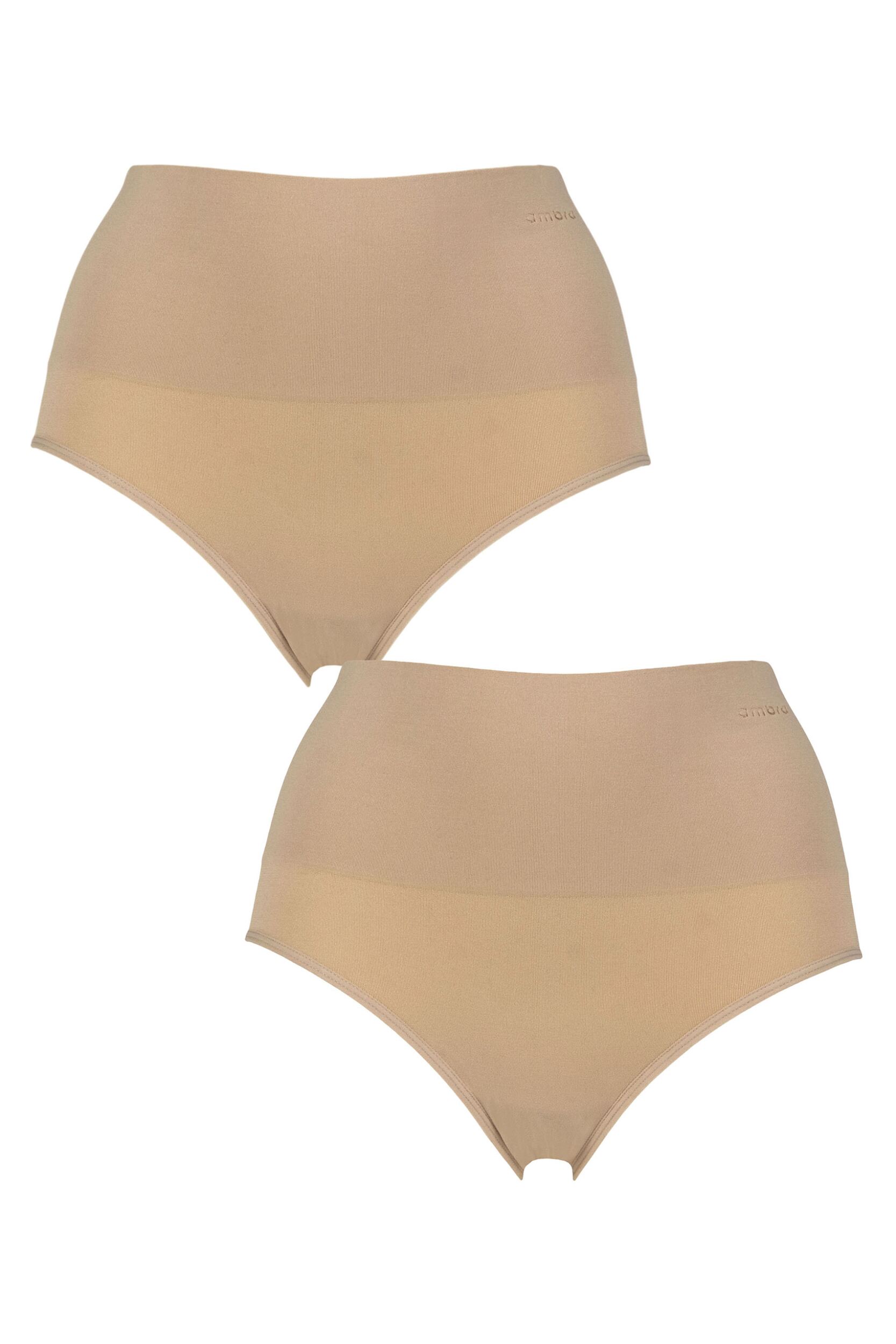Women’s 2 Pack Ambra Seamless Smoothies Full Brief Rose Beige 14-16 UK