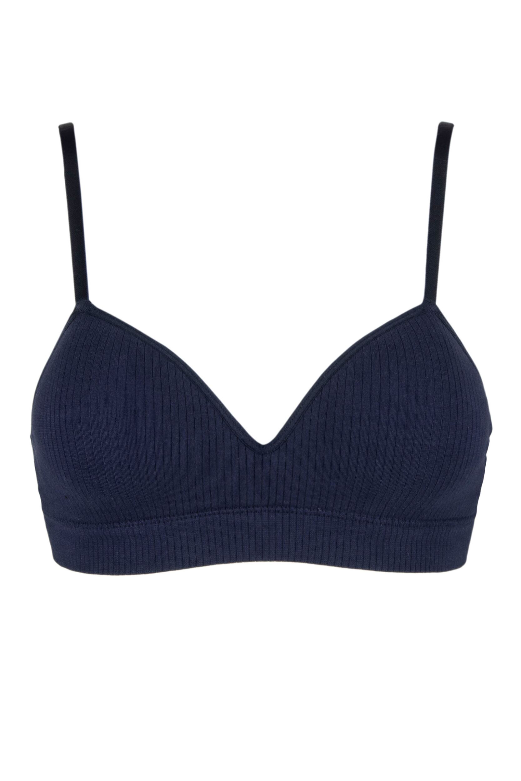 Women's 1 Pack Ambra Organic Cotton Longline Moulded Bra Navy UK 8-10