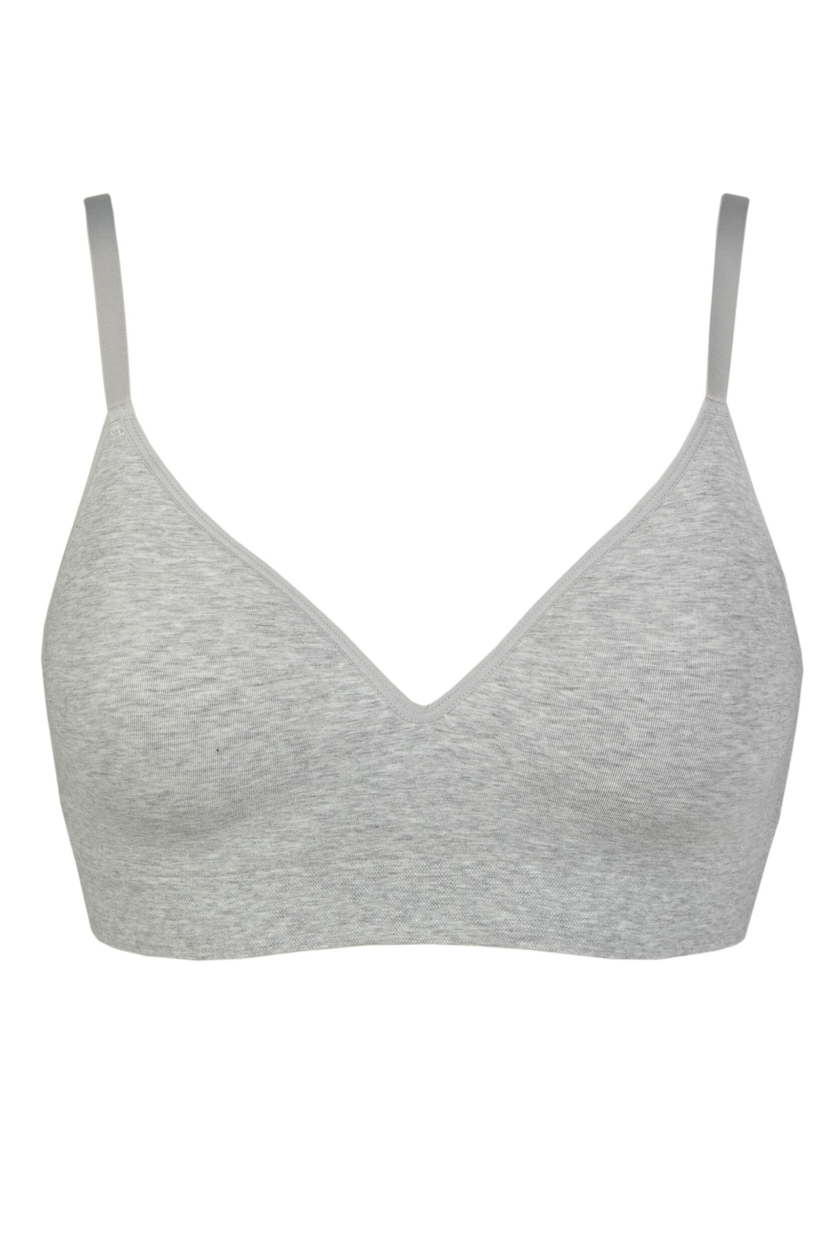 Women's 1 Pack Ambra Organic Cotton Wirefree Bra Mid Grey Marl UK 10-12