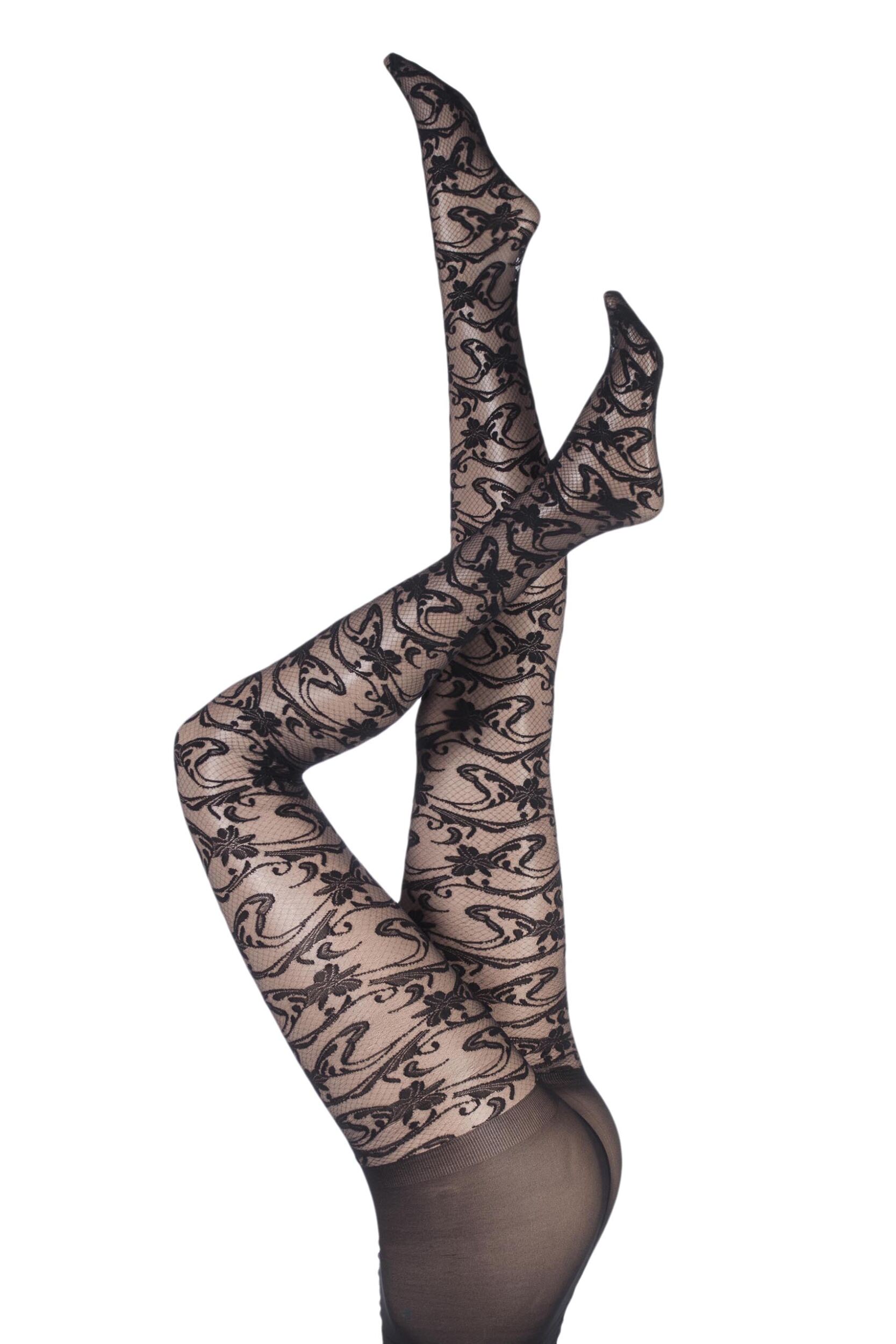 Image of Ladies 1 Pair Aristoc All Over Floral Swirl Lace Design Tights