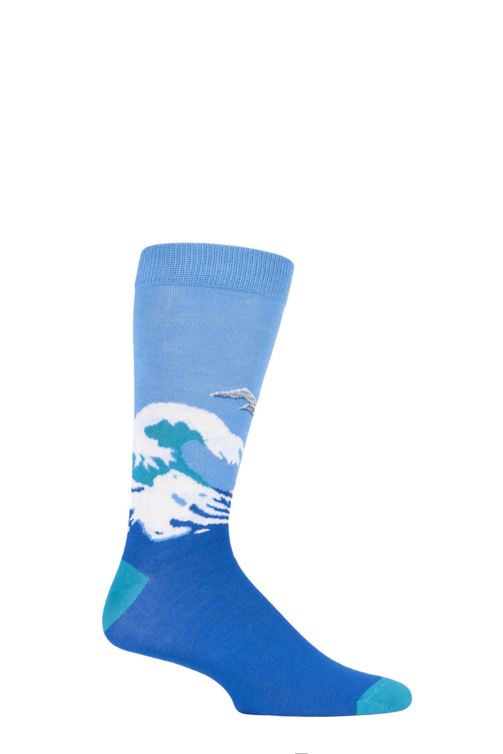 1 Pair Blue Restless Sea Fair Trade Bamboo Socks Unisex 3-7 Ladies - Shared Earth
