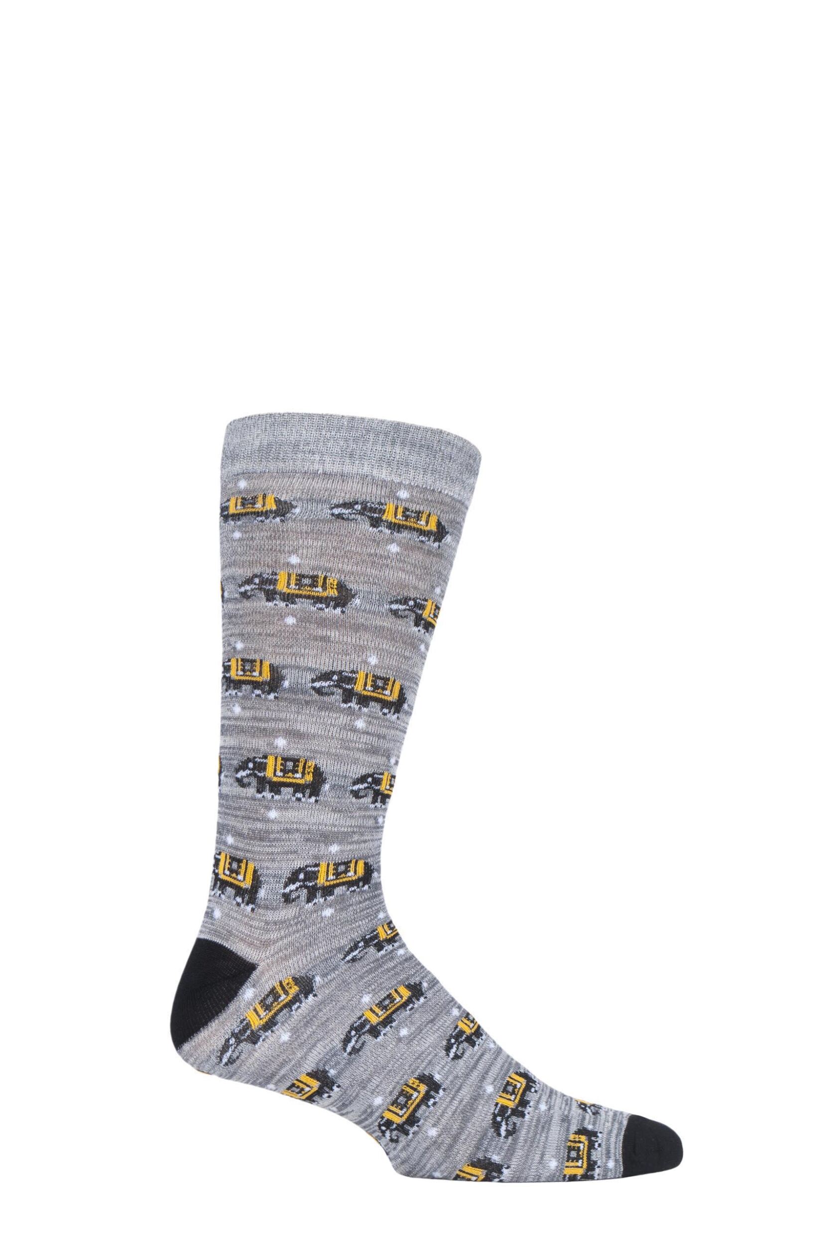 Image of 1 Pair Grey Elephants Fair Trade Bamboo Socks Unisex 3-7 Ladies - Shared Earth