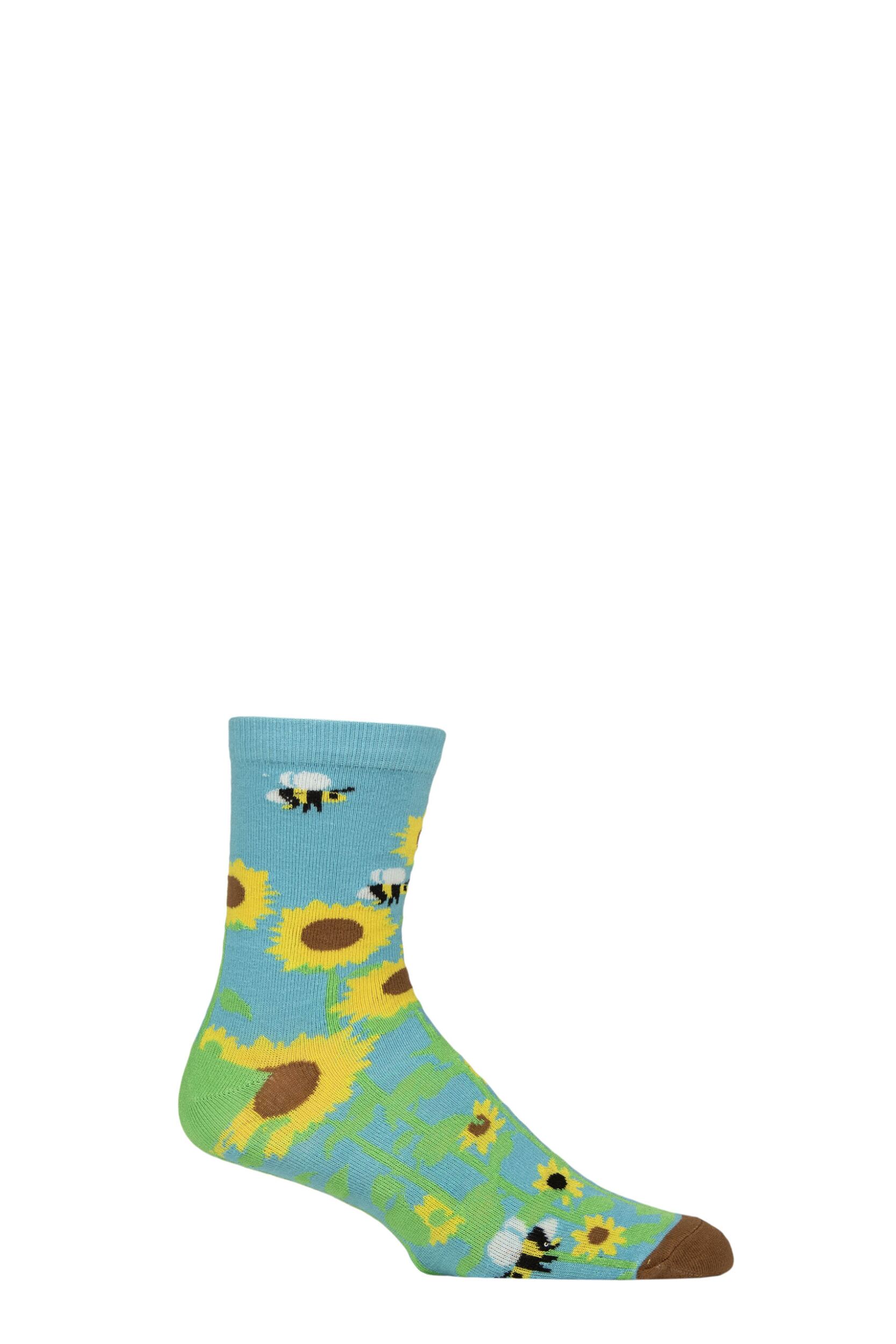 Mens and Women's 1 Pair Shared Earth Fair Trade Sunflowers Bamboo Socks Sunflowers UK 3-7