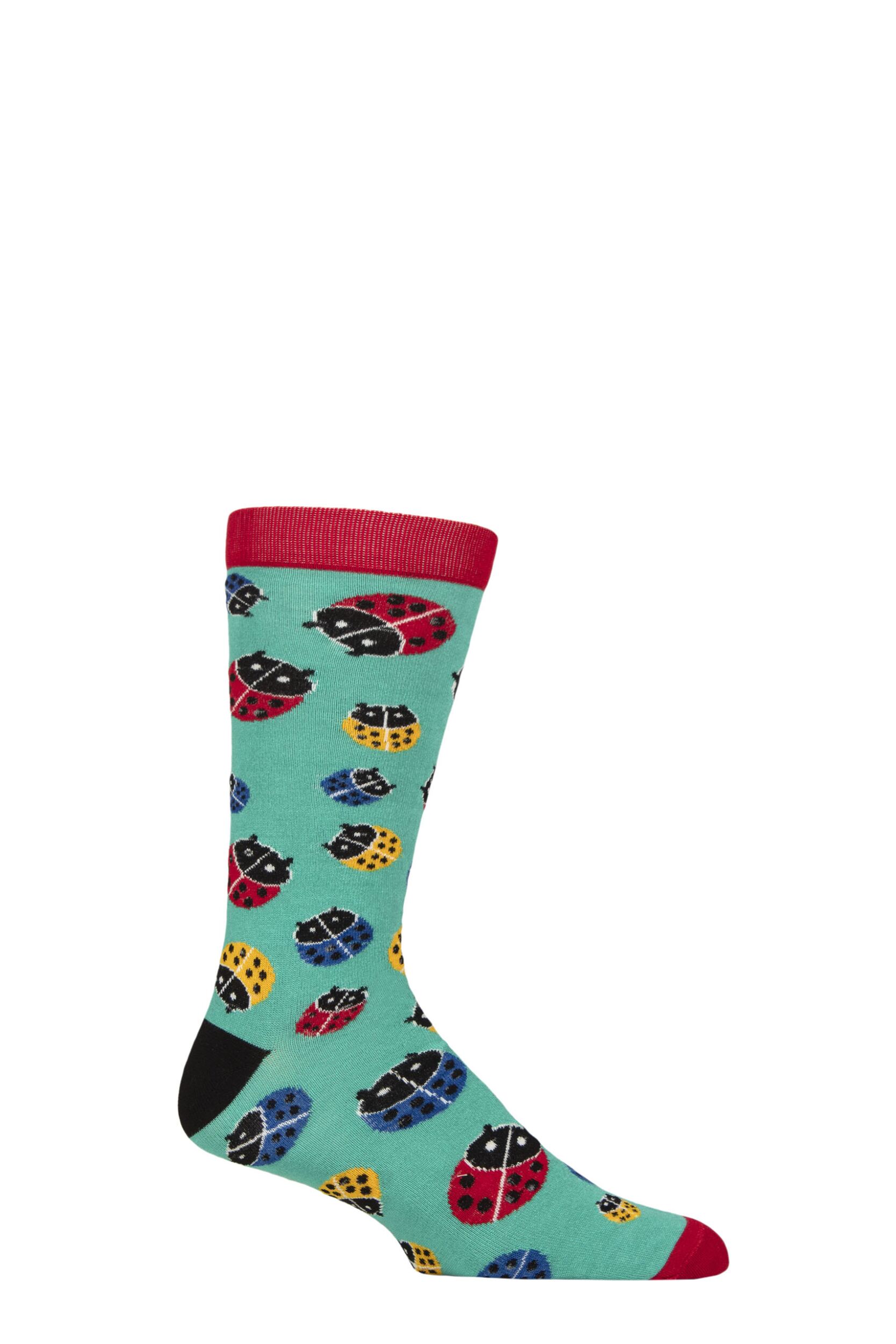 Mens and Women's 1 Pair Shared Earth Fair Trade Ladybirds Bamboo Socks Ladybirds UK 7-12