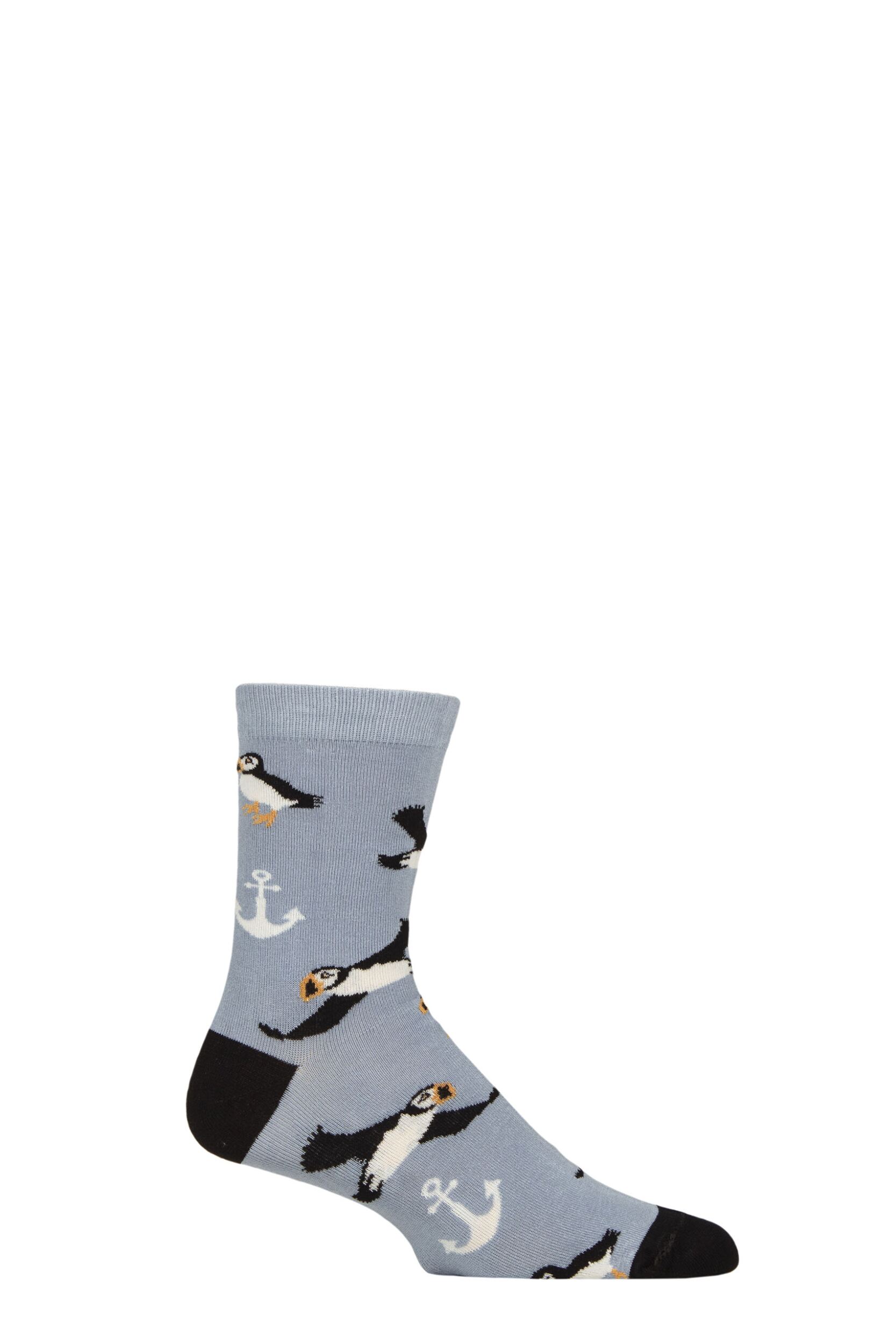 Mens and Women's 1 Pair Shared Earth Fair Trade Puffins Bamboo Socks Puffins UK 3-7