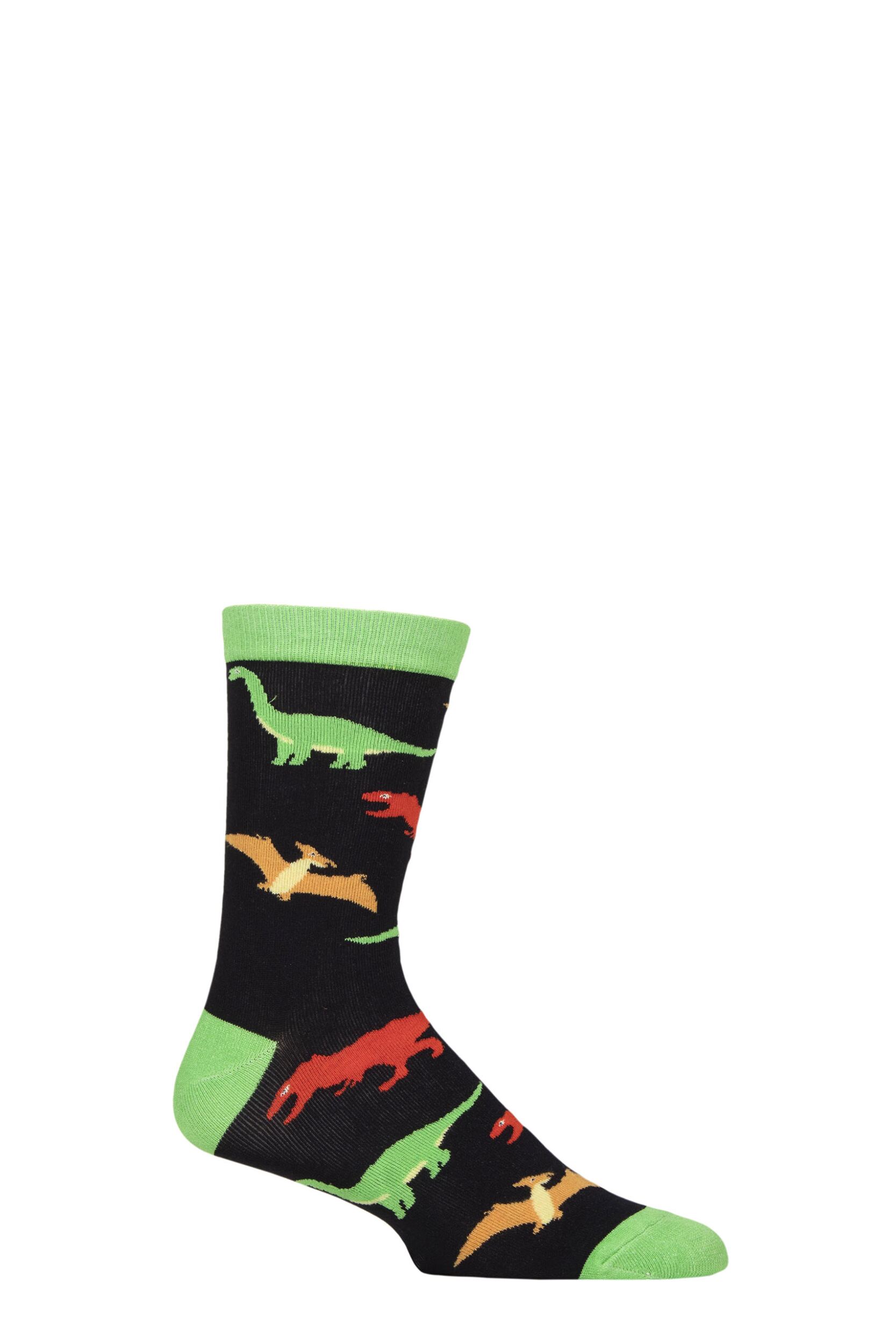 Mens and Women's 1 Pair Shared Earth Fair Trade Dinosaurs Bamboo Socks Dinosaurs UK 3-7