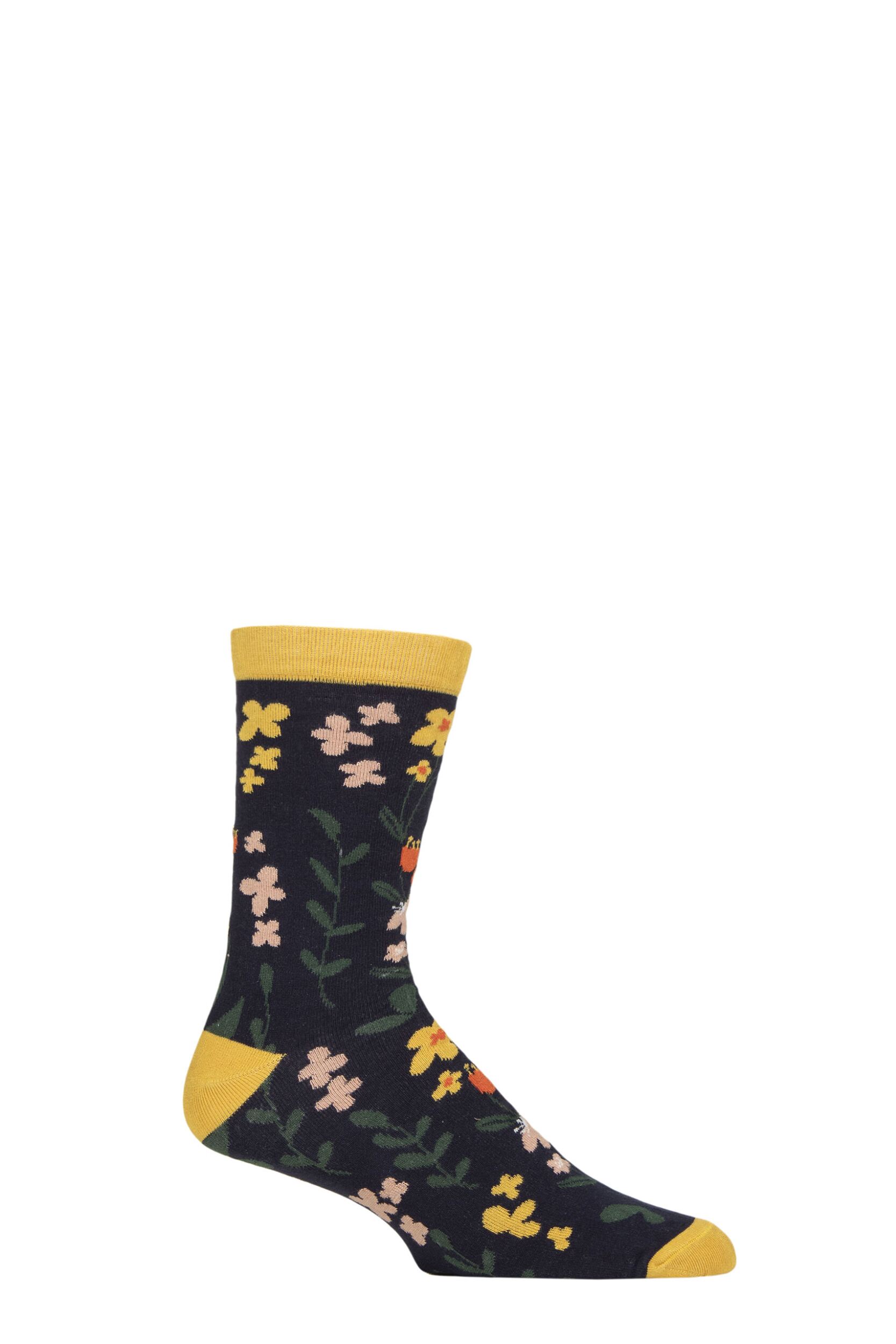 Mens and Women's 1 Pair Shared Earth Fair Trade Indian Inspired Bamboo Socks Floral UK 7-12