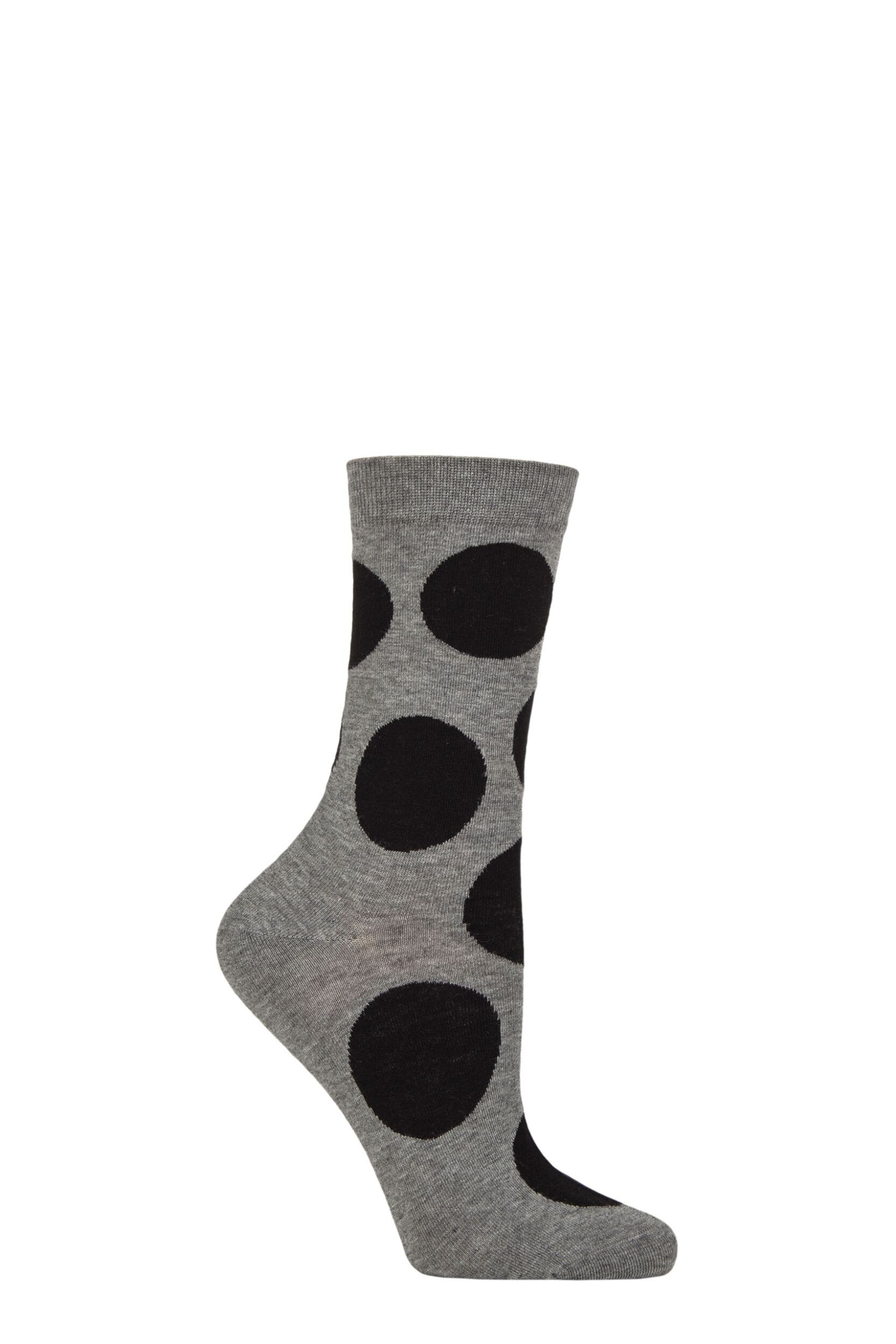 Image of Women's 1 Pair Caroline Gardner Patterned Bamboo and Cotton Blend Socks Spot Charcoal / Black 4-8