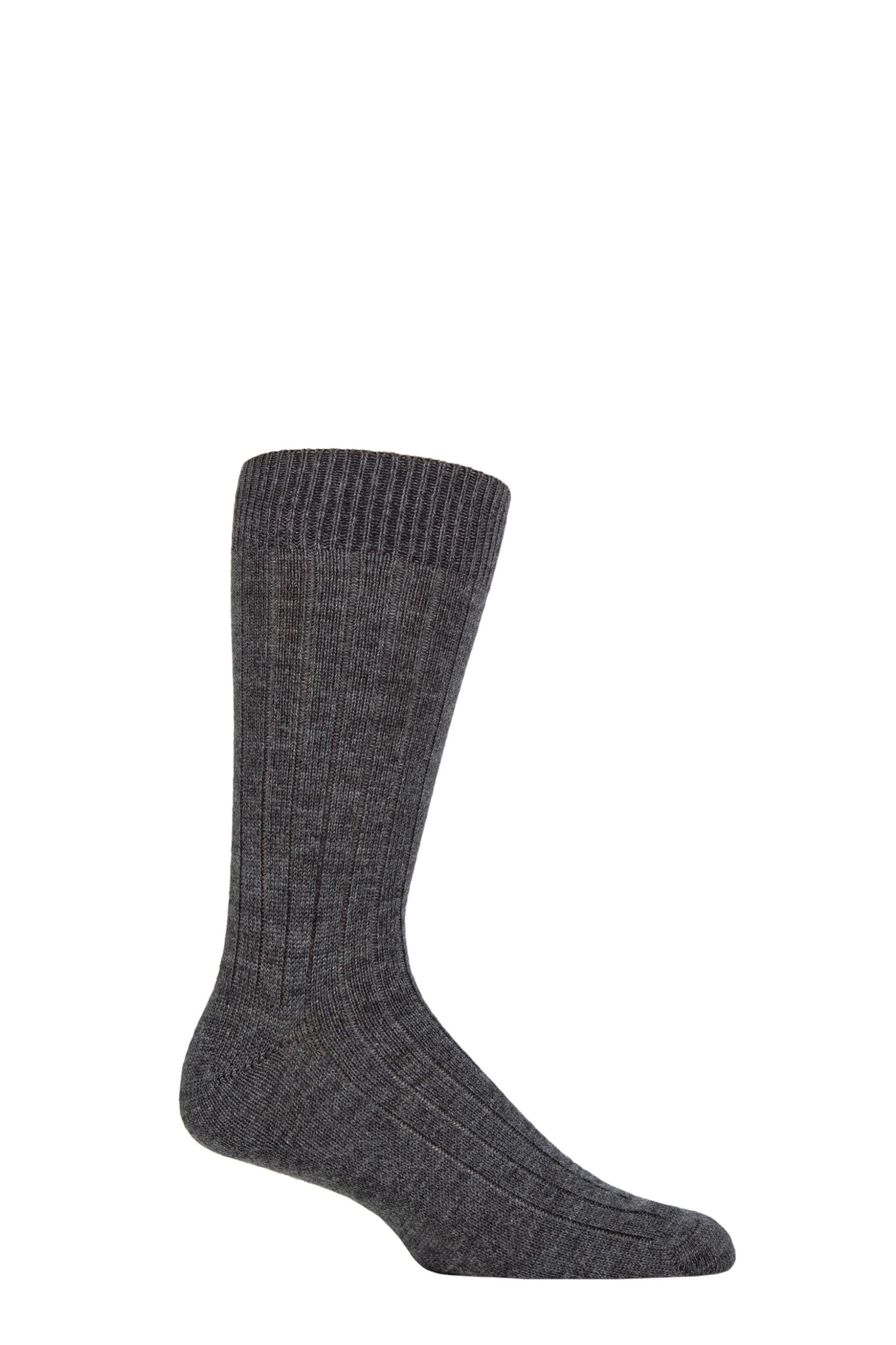Mens 1 Pair Pantherella Merino Wool Ribbed Leisure Socks Dark Grey Mix 7.5-9.5 Mens