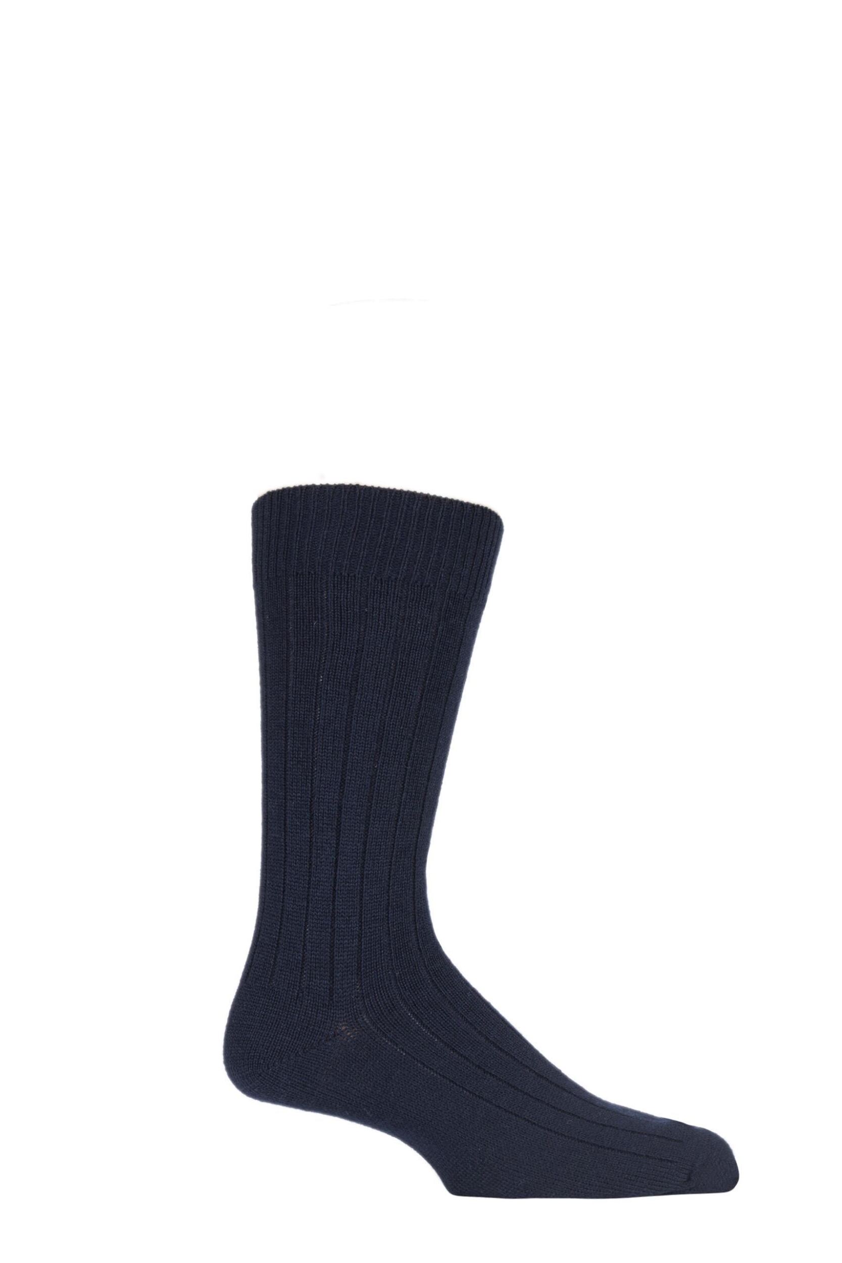 1 Pair Navy Merino Wool Ribbed Leisure Socks Men's 7.5-9.5 Mens - Pantherella