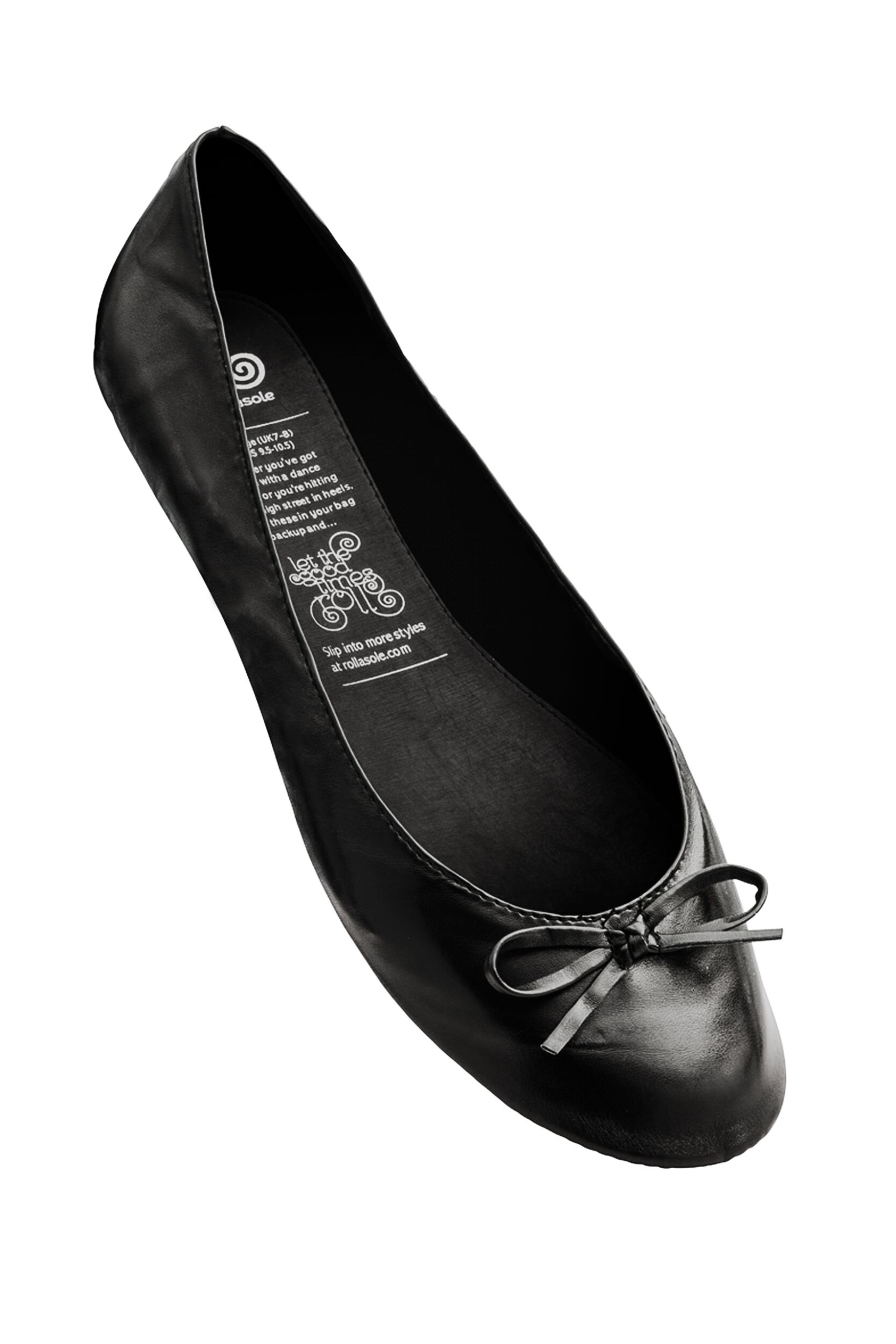 1 Pair Black Black Rollable After Party Shoes to Keep in Your Handbag Ladies Large (7-8) - Rollasole