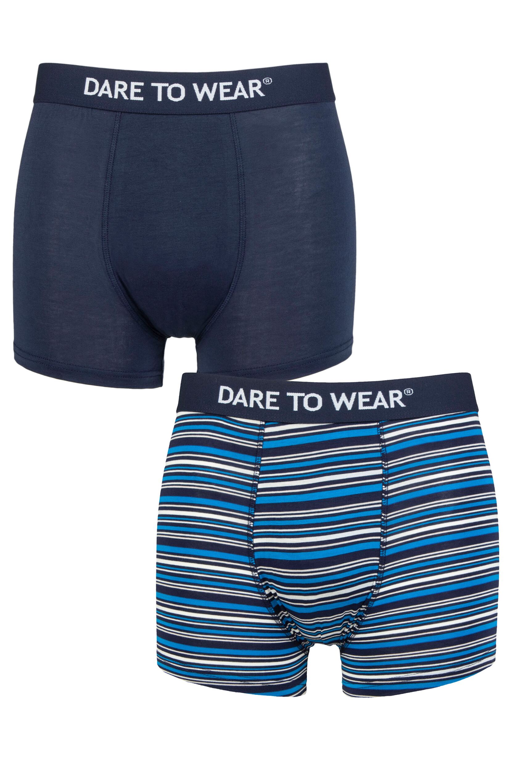 Mens 2 Pack Dare to Wear Bamboo Trunks Navy / Blue S