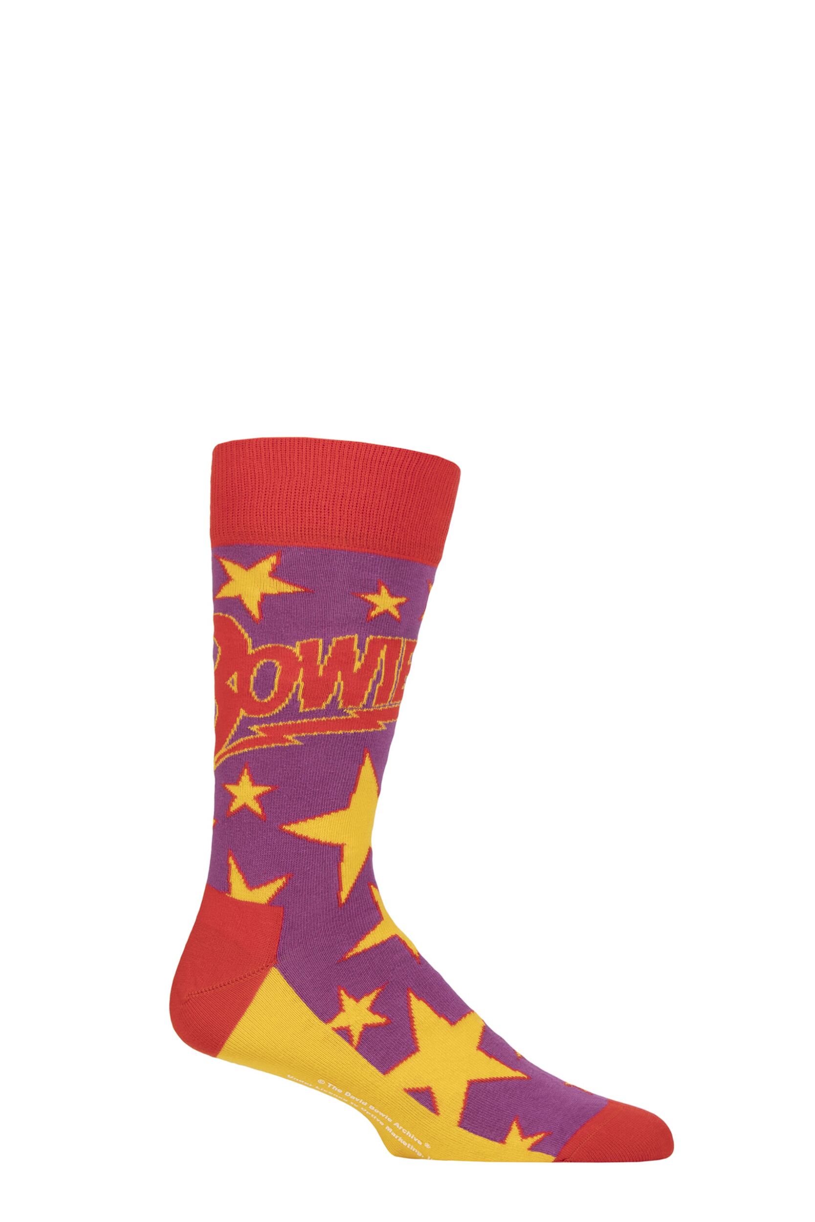 SOCKSHOP Music Collection 1 Pair David Bowie Cotton Socks Stars Infill One Size