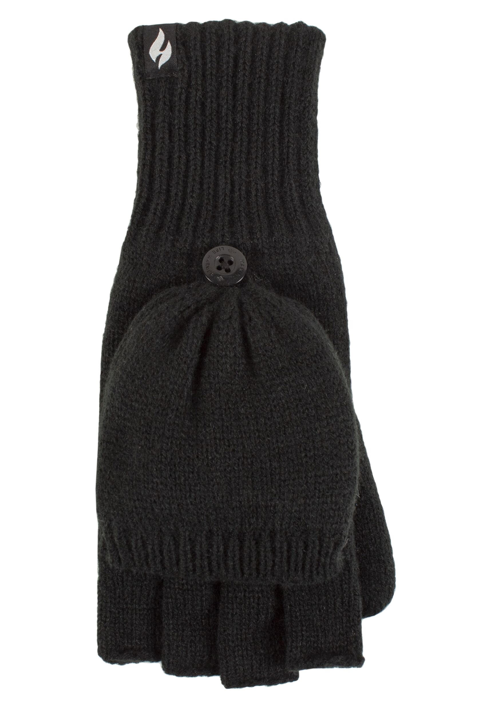 Mens and Women's 1 Pack SOCKSHOP Heat Holders Converter Mittens Black Mens L/XL Womens XL