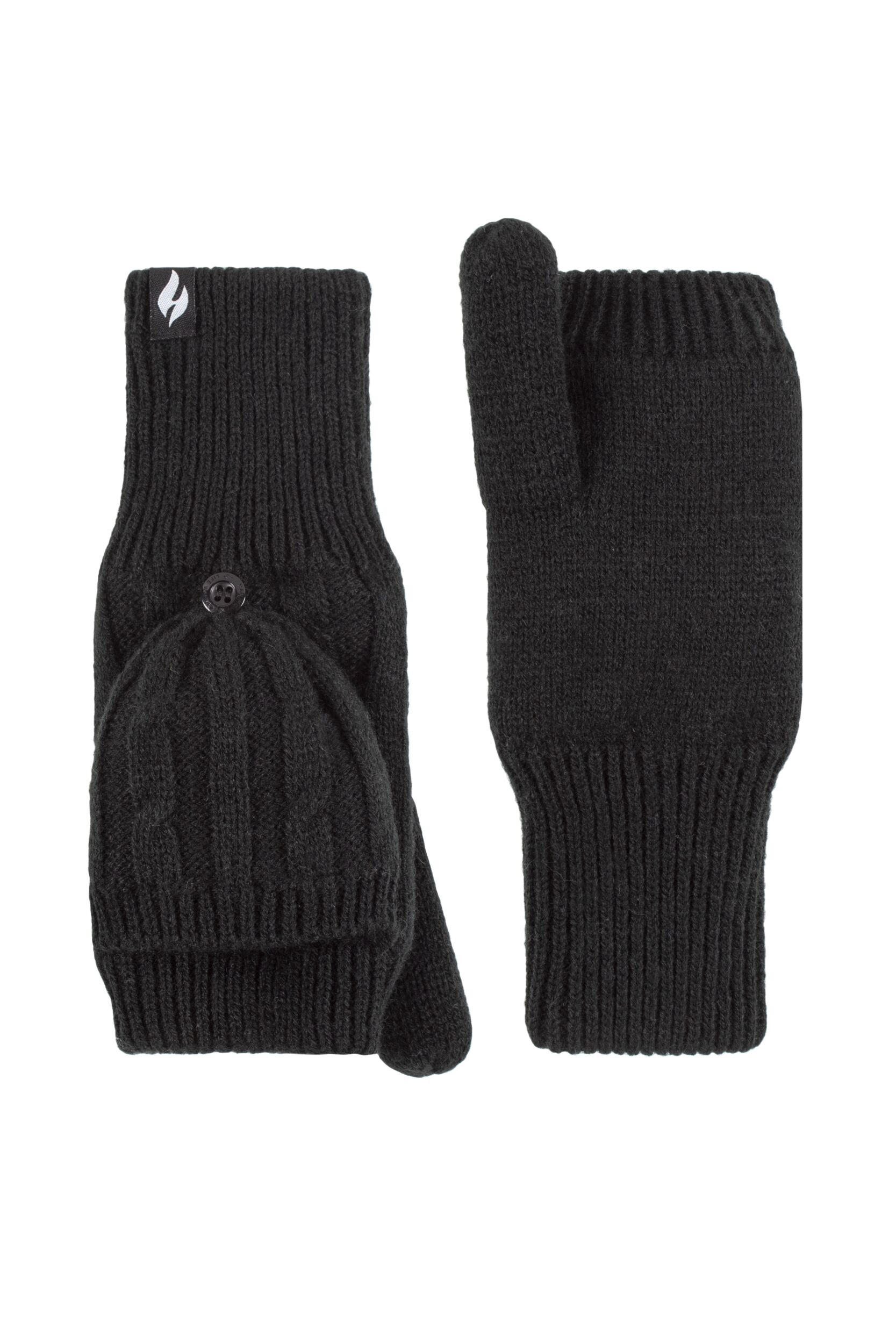 Women's 1 Pair SOCKSHOP Heat Holders Ash Cable Knit Converter Mittens Black One Size