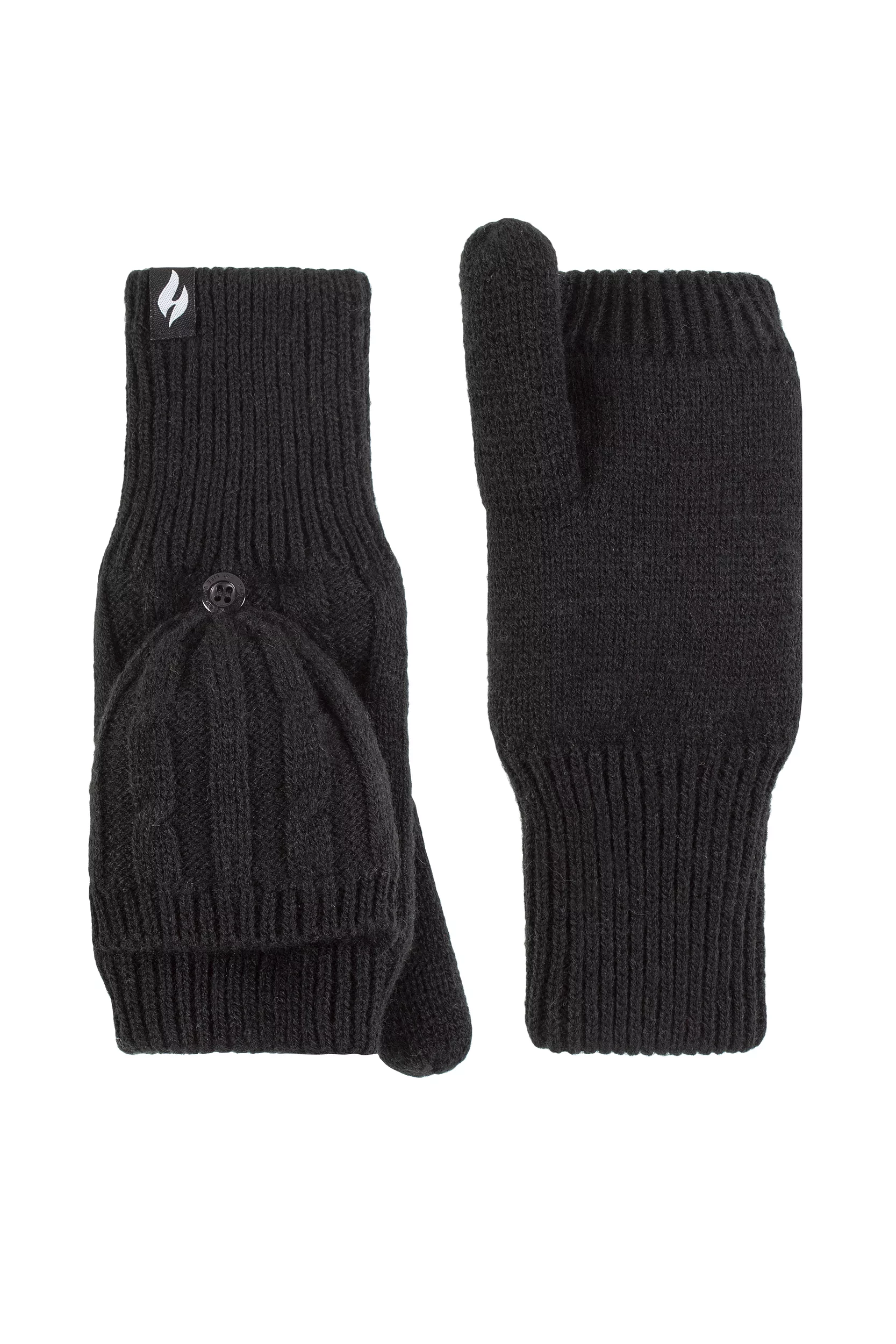 Women's 1 Pair SOCKSHOP Heat Holders Ash Cable Knit Converter Mittens Black