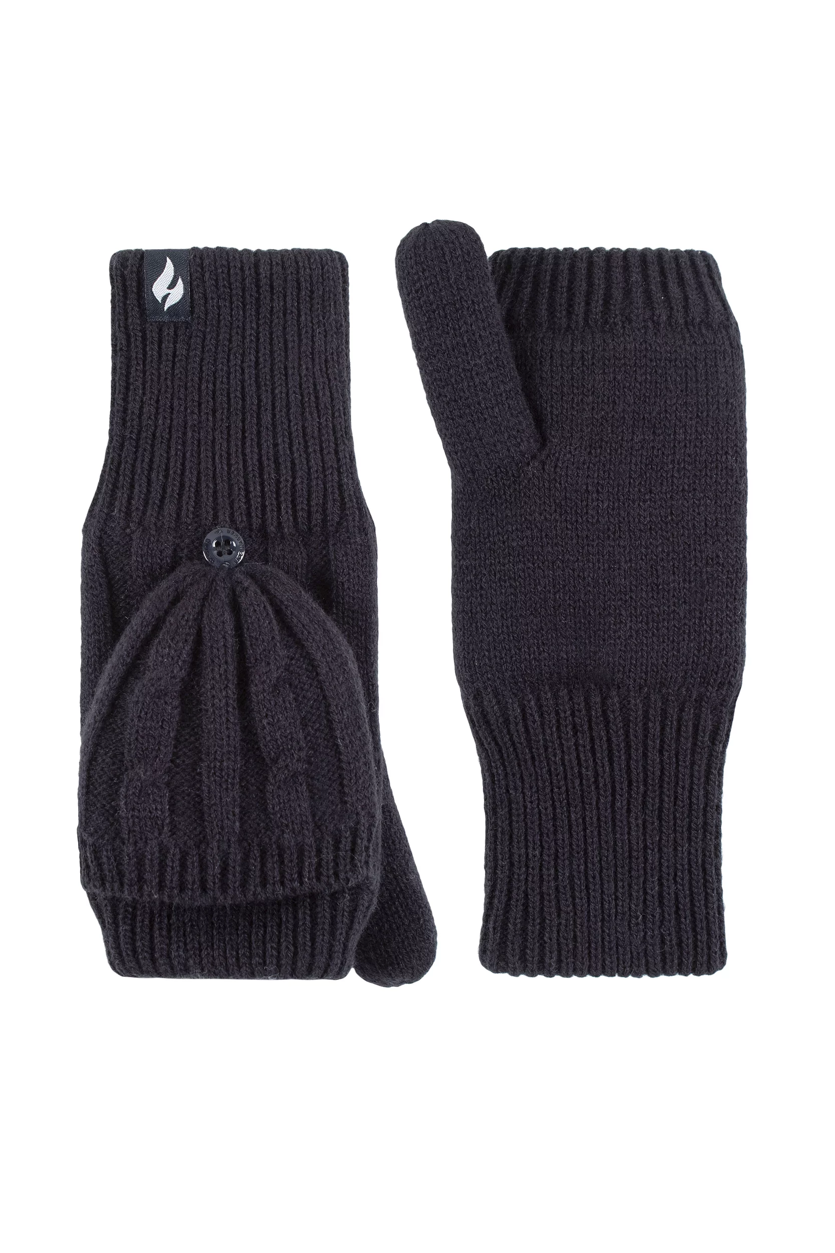 Women's 1 Pair SOCKSHOP Heat Holders Ash Cable Knit Converter Mittens Navy