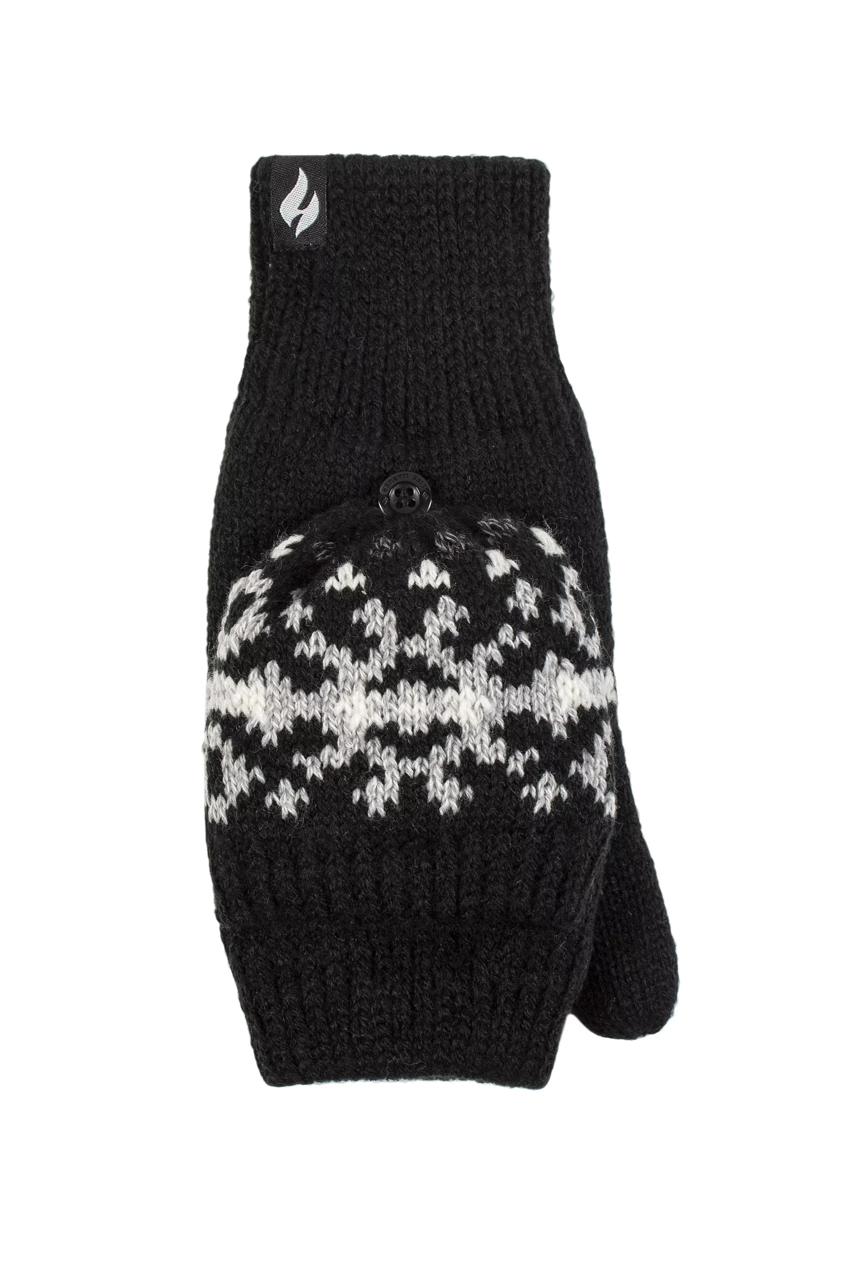 Women's 1 Pack SOCKSHOP Heat Holders Heather Patterned Converter Mittens Black