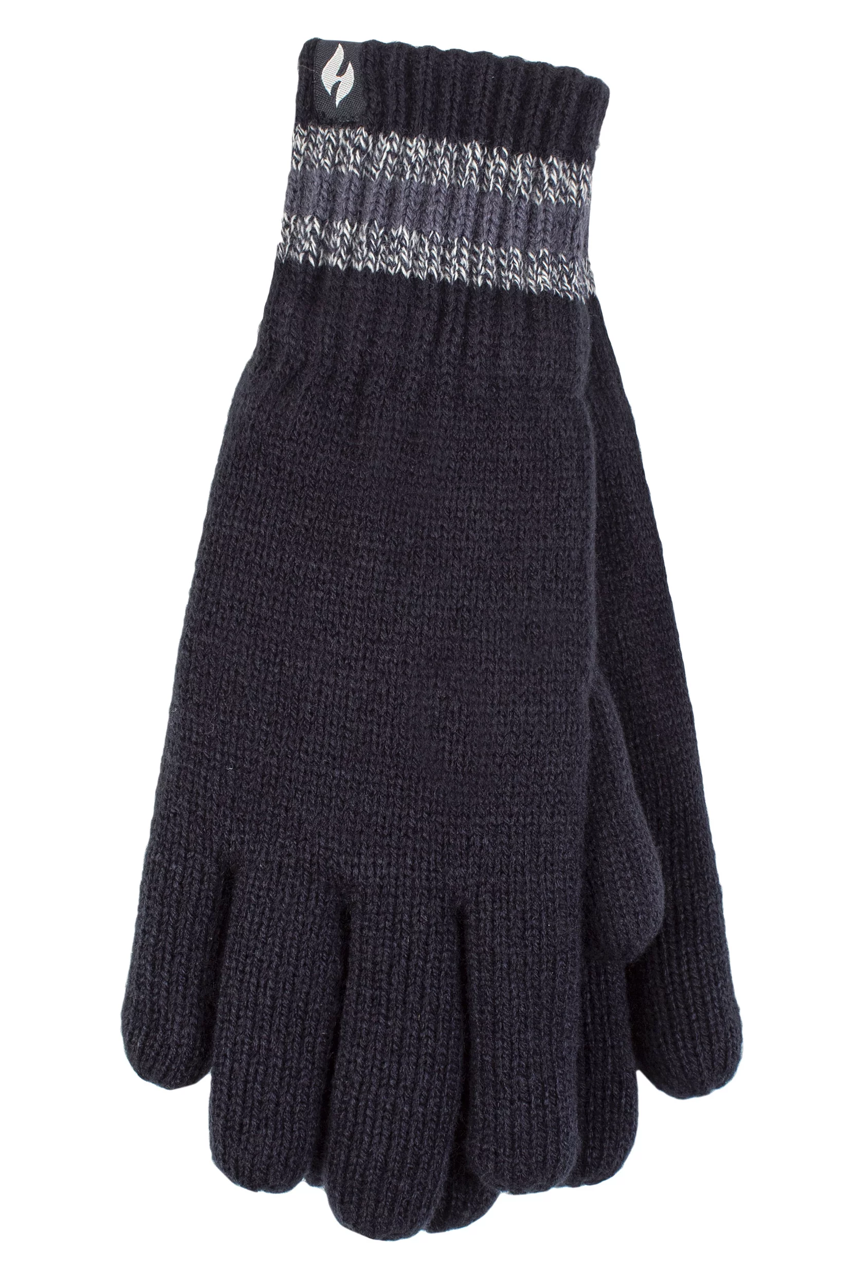 Mens 1 Pack SOCKSHOP Heat Holders Cedar Stripe Cuff Gloves Navy