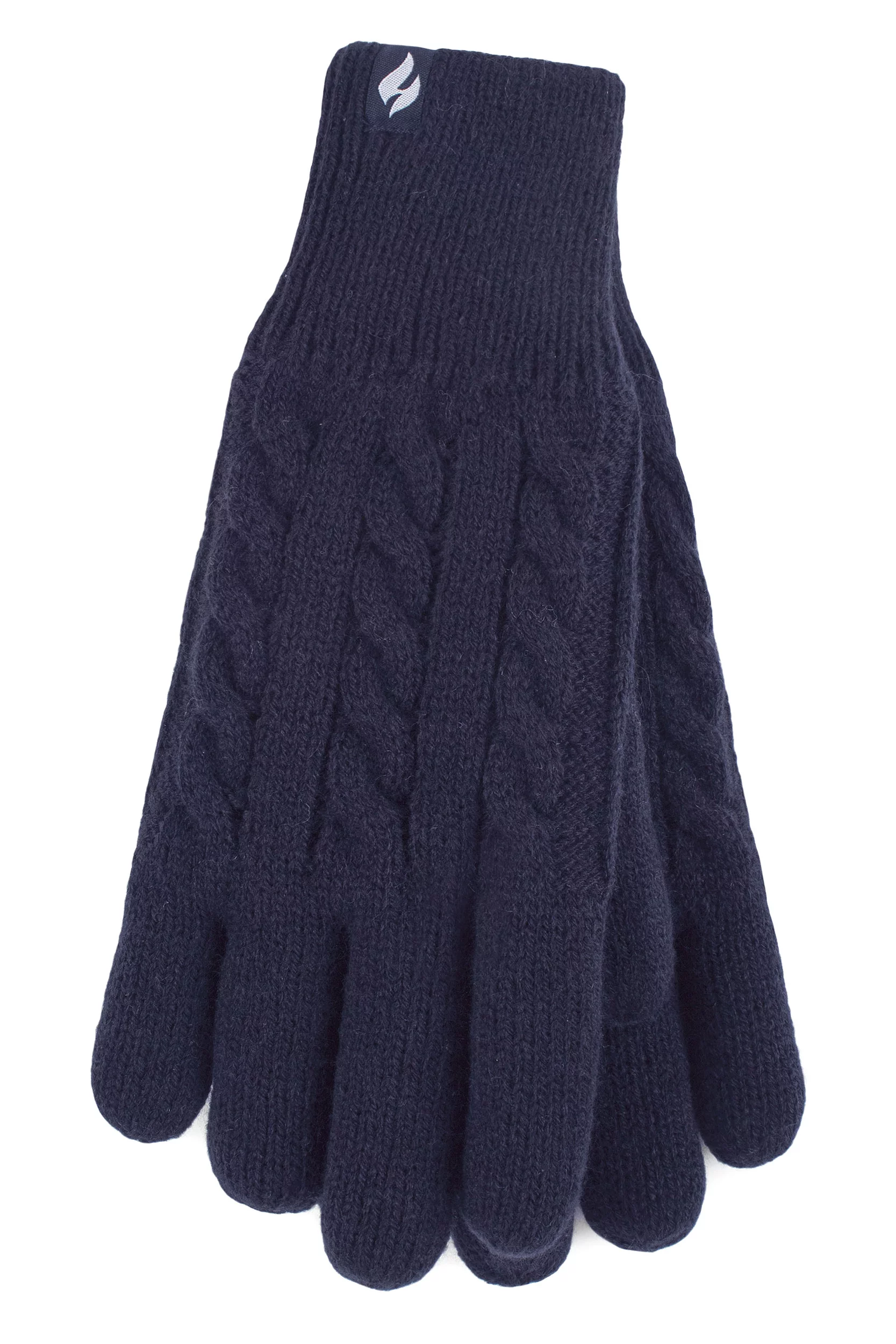 Women's 1 Pair SOCKSHOP Heat Holders Willow Cable Gloves Navy