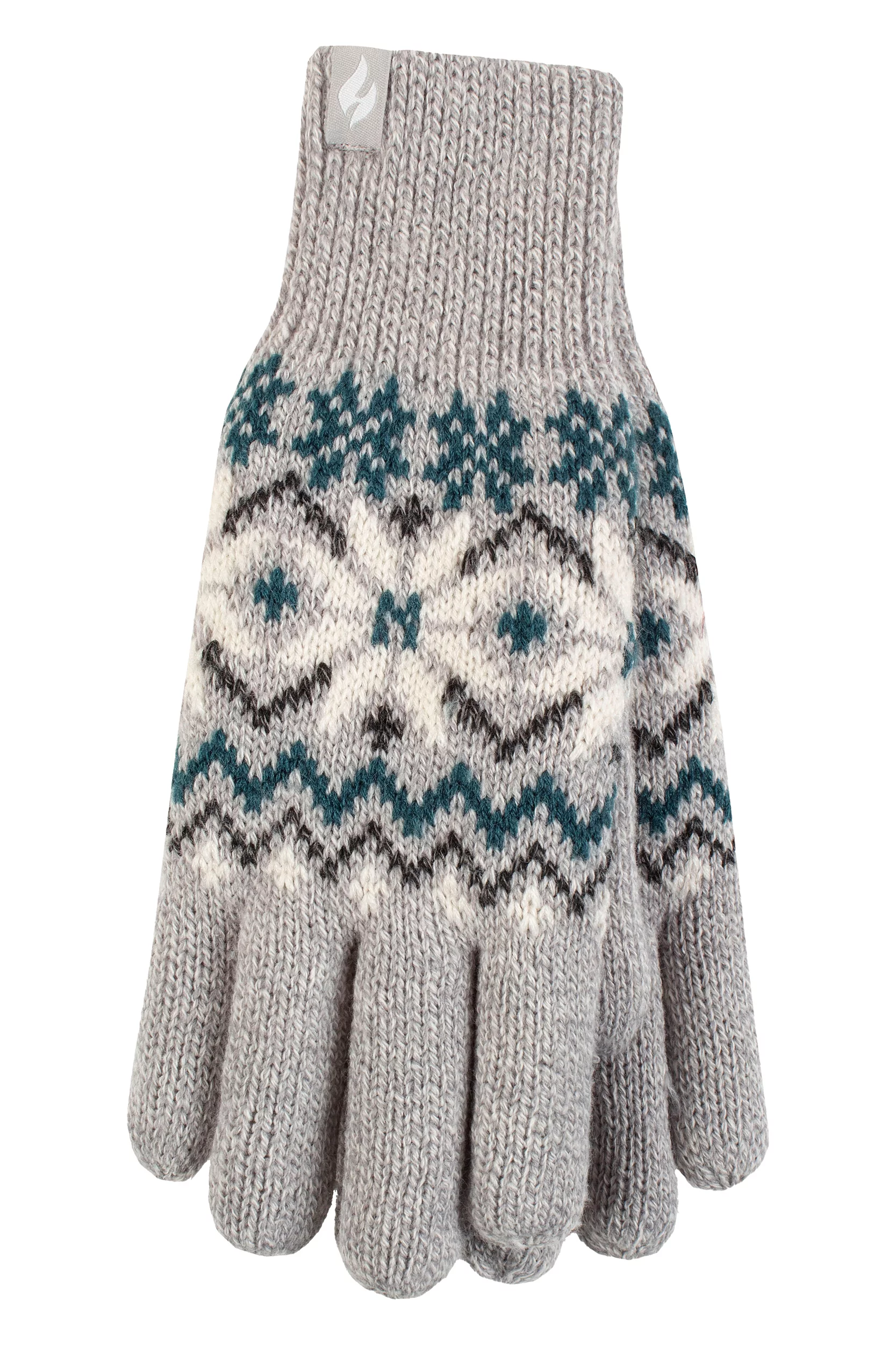 Women's 1 Pack SOCKSHOP Heat Holders Avens Patterned Gloves Light Grey