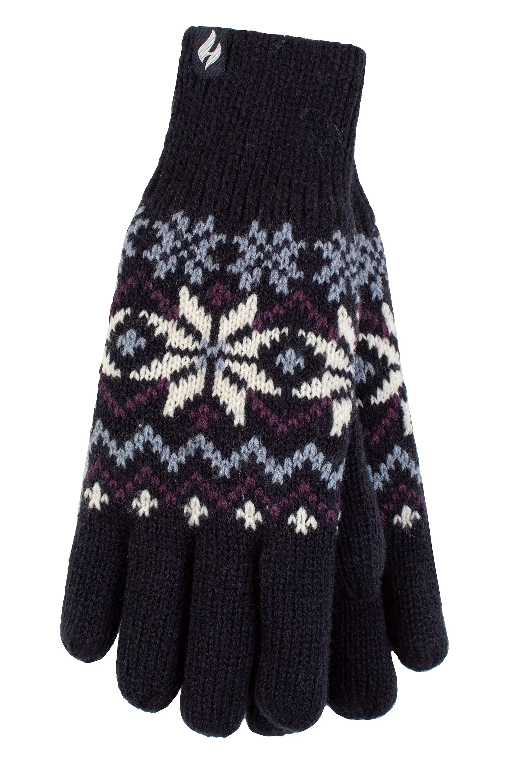 Women's 1 Pack SOCKSHOP Heat Holders Avens Patterned Gloves Navy