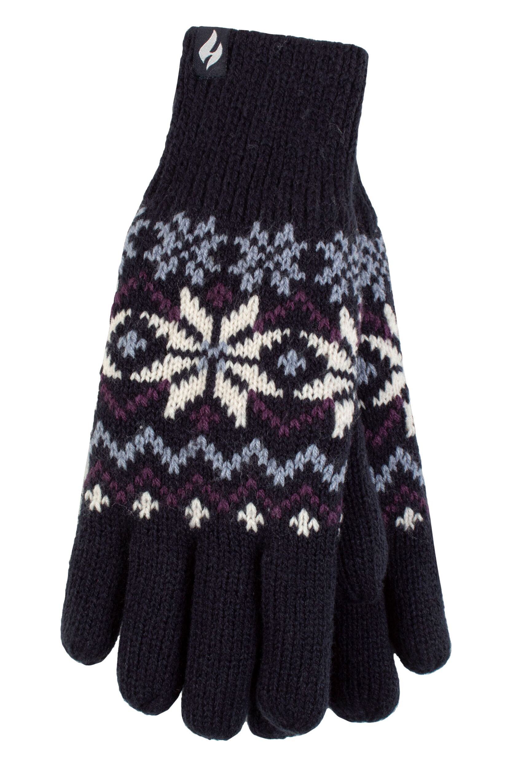 Women's 1 Pack SOCKSHOP Heat Holders Avens Patterned Gloves Navy M/L