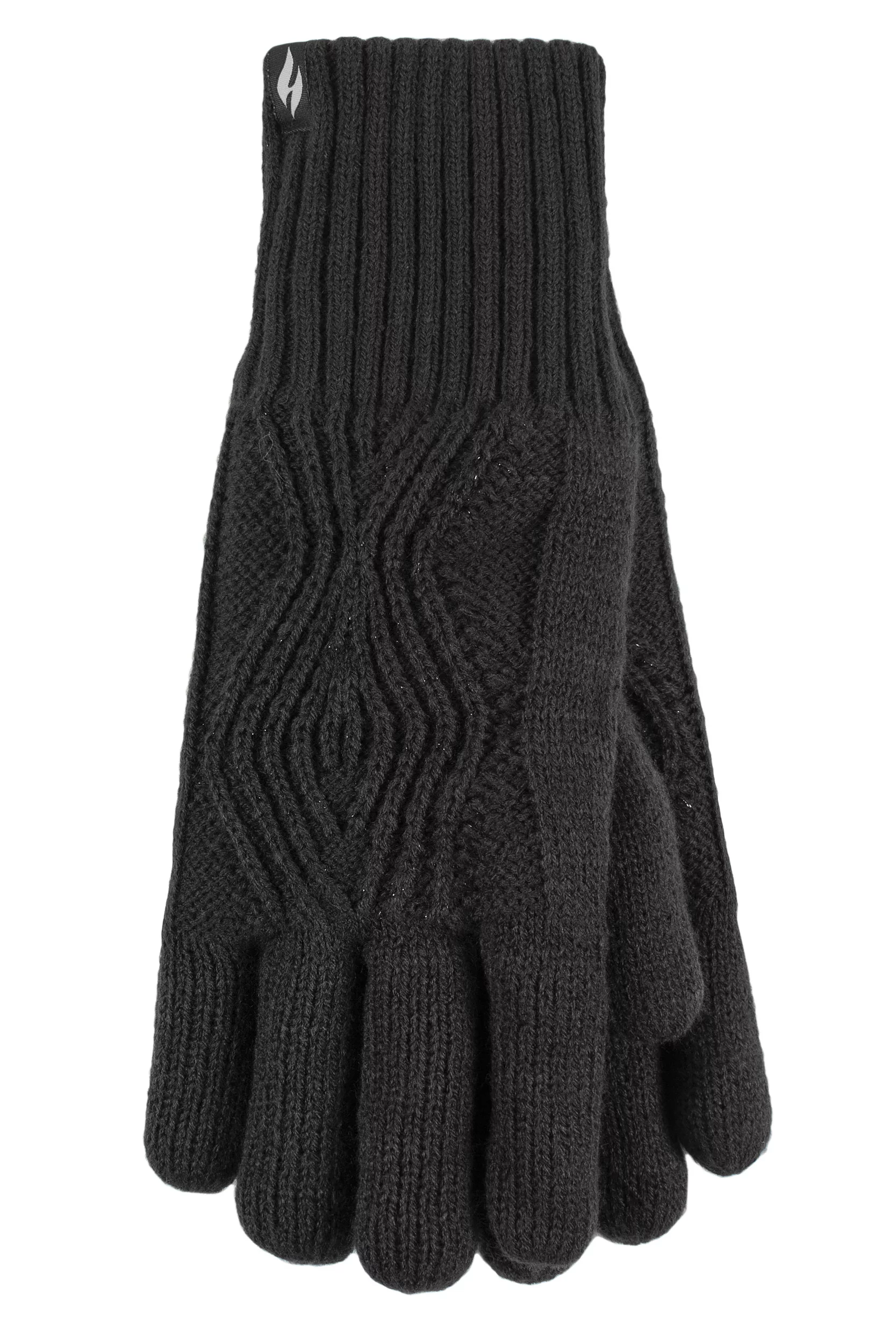 Women's 1 Pair SOCKSHOP Heat Holders Tampere Centre Cable Gloves Black