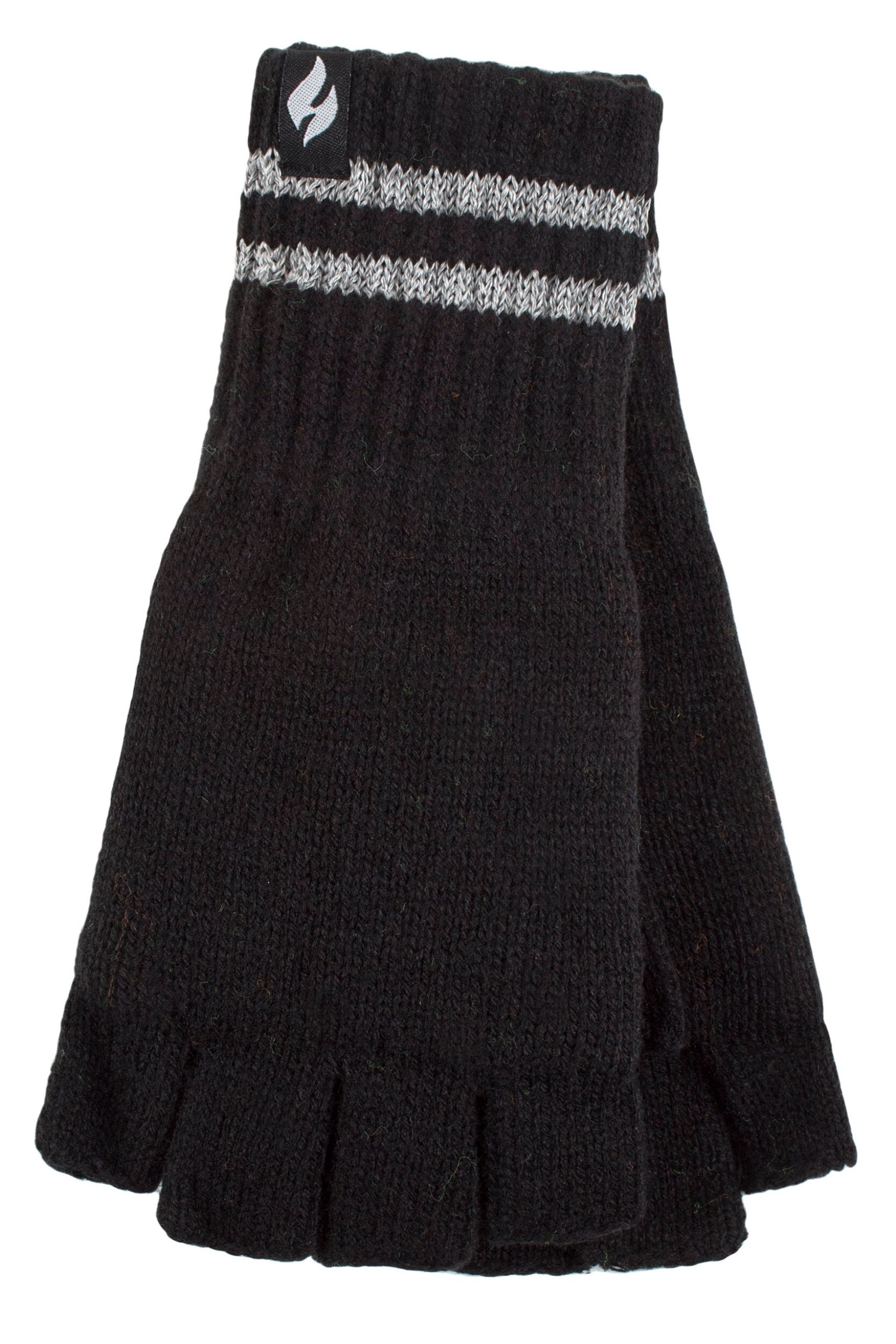 Mens 1 Pair SOCKSHOP Heat Holders 3.2 TOG Workforce Fingerless Gloves Black One Size