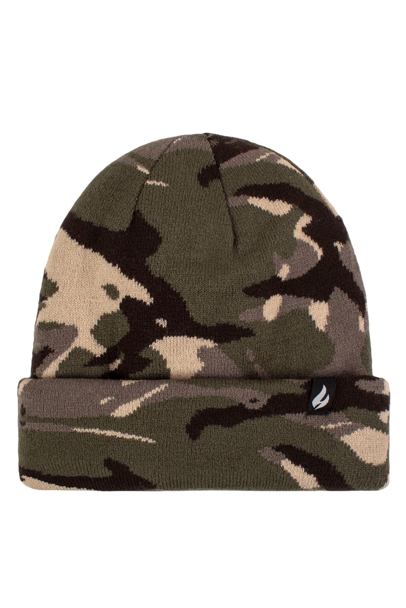 Mens 1 Pack Heat Holders Turn Over Cuff Thermal Hat Camo One Size