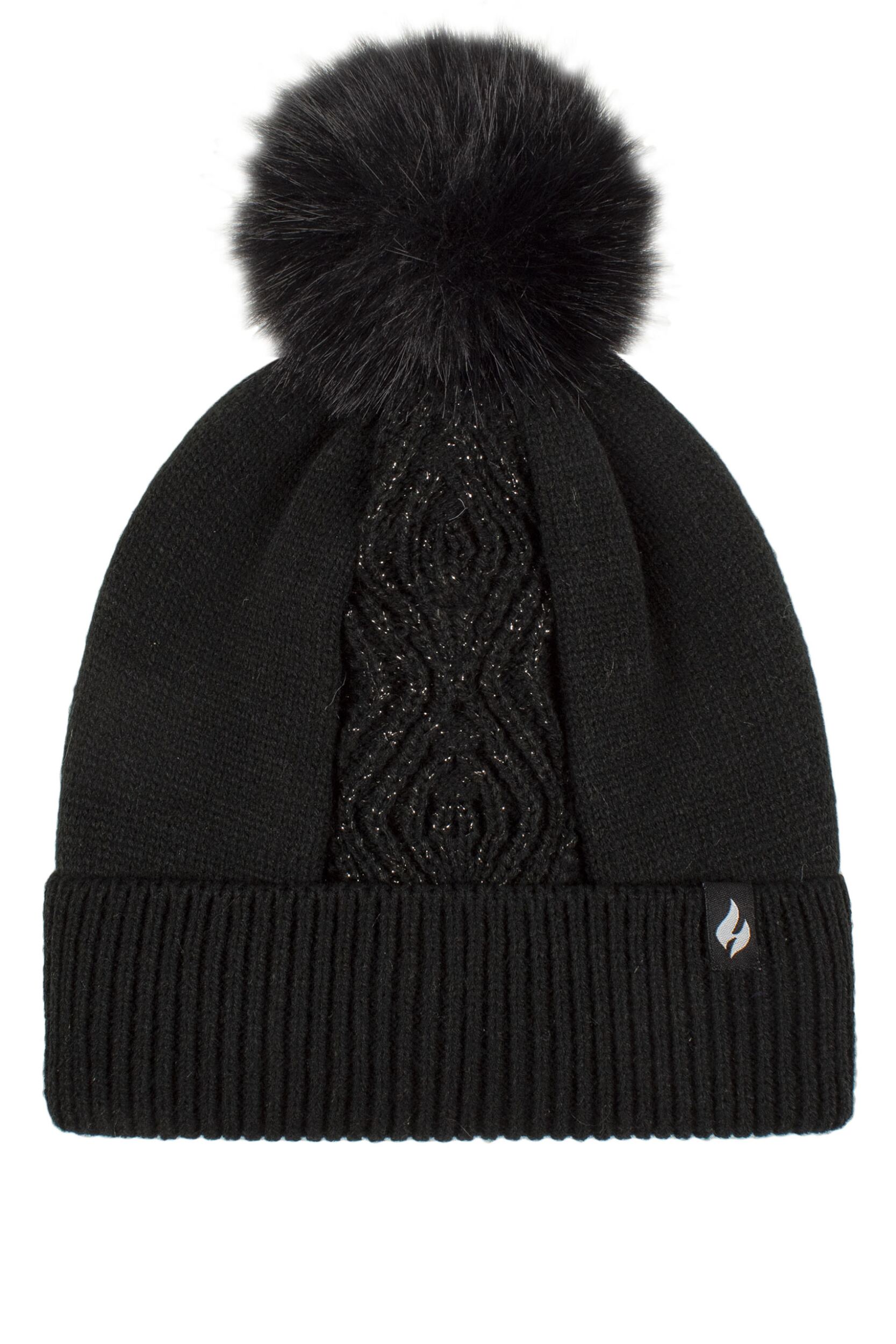 Women's 1 Pack SOCKSHOP Heat Holders Kiruna Centre Cable Hat Black One Size