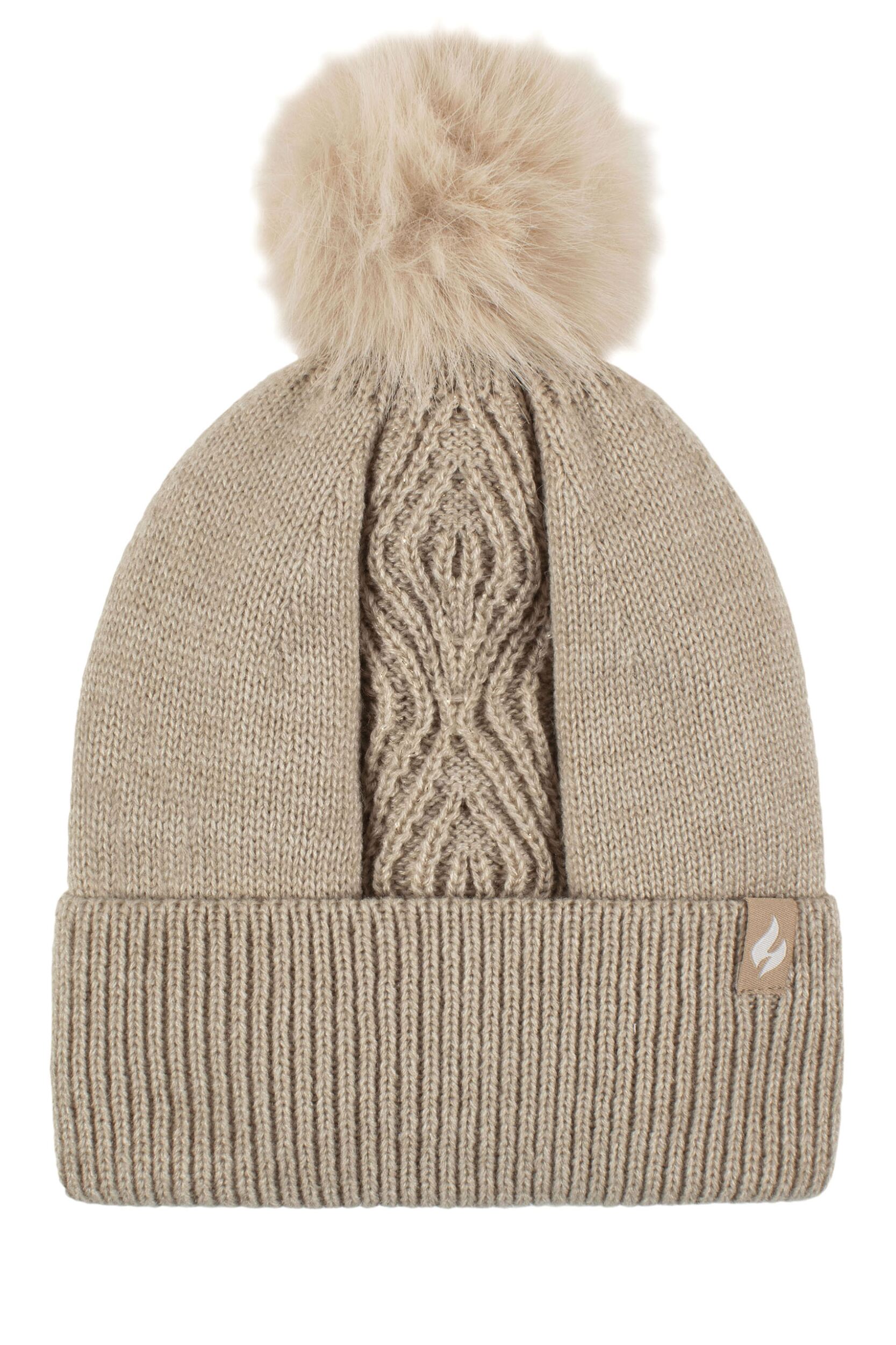Women's 1 Pack SOCKSHOP Heat Holders Kiruna Centre Cable Hat Oatmeal Melange One Size