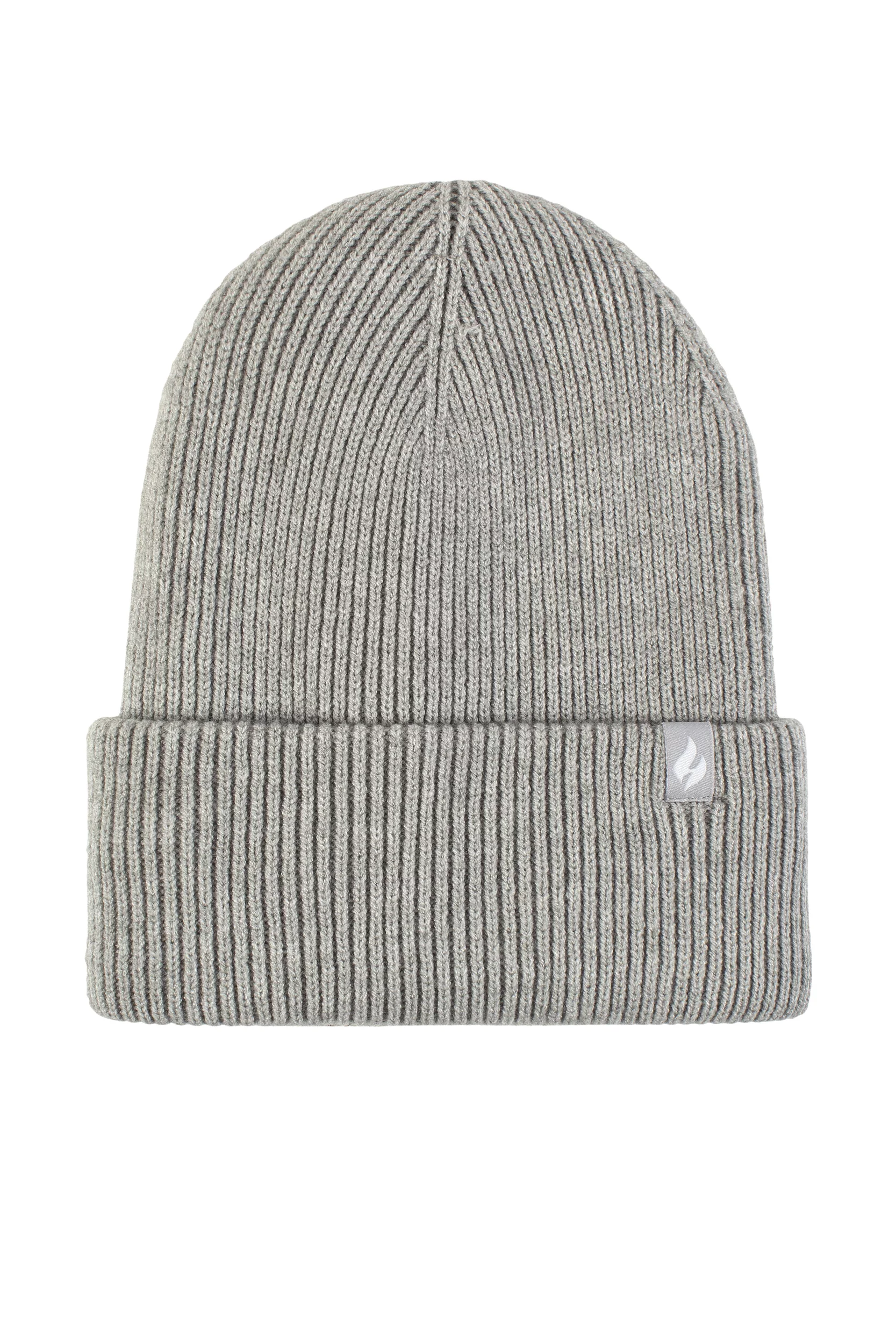 Women's 1 Pack SOCKSHOP Heat Holders Vermont Fine Rib Turnover Cuff Hat Light Grey