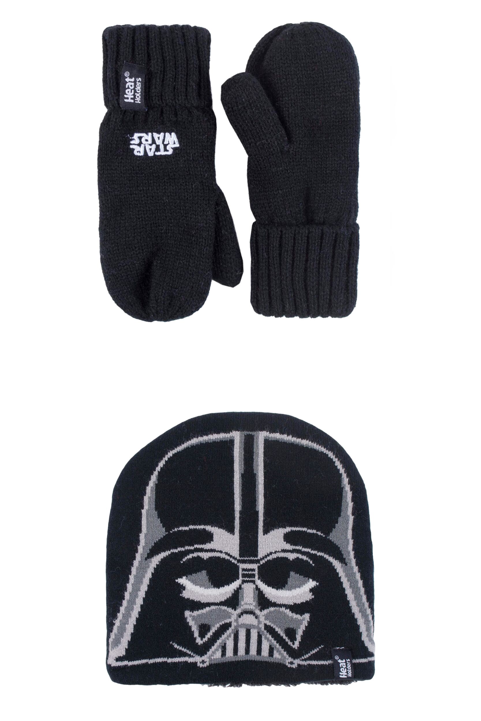 Kids 1 Pack SOCKSHOP Heat Holders Disney Star Wars Darth Vader Hat & Mittens Black 3-6 Years
