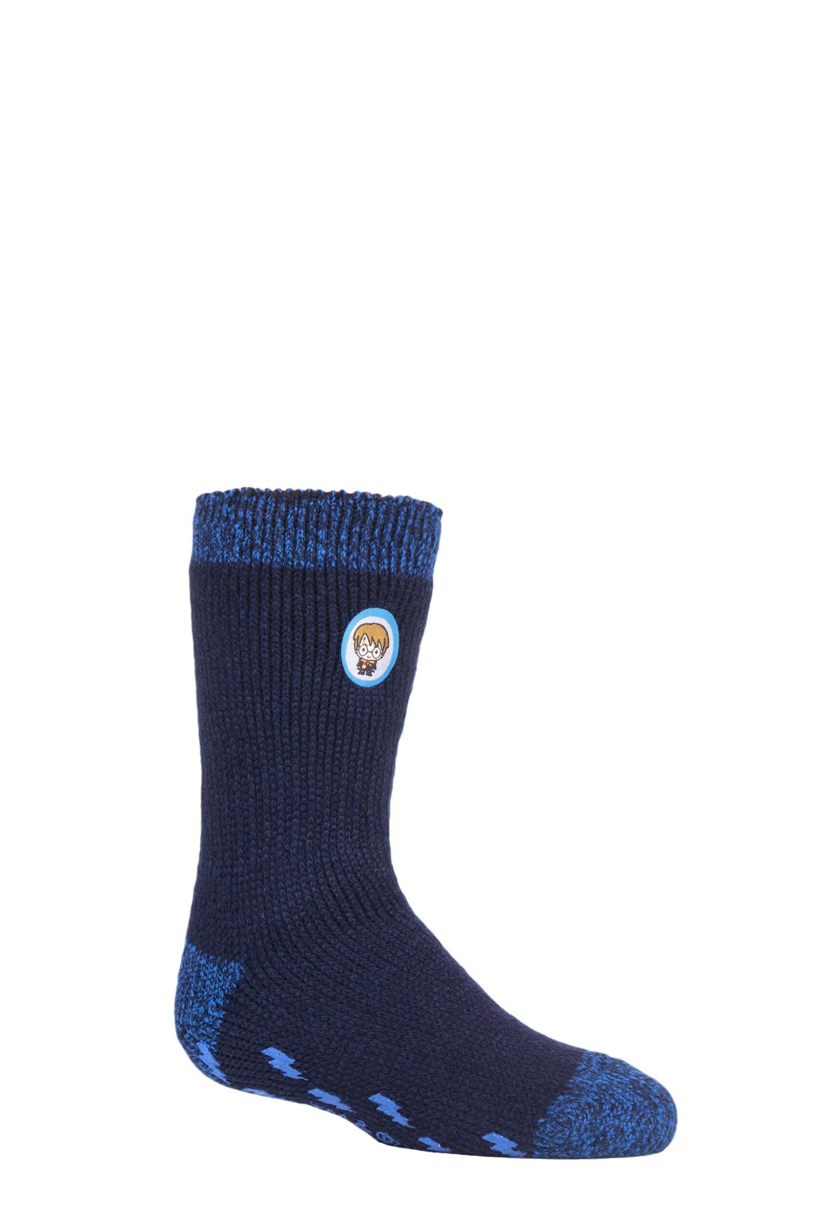 1 Pair Navy Harry Potter Thermal Socks with Grips Kids Unisex 9-12 Kids (3-8 Years) - Heat Holders