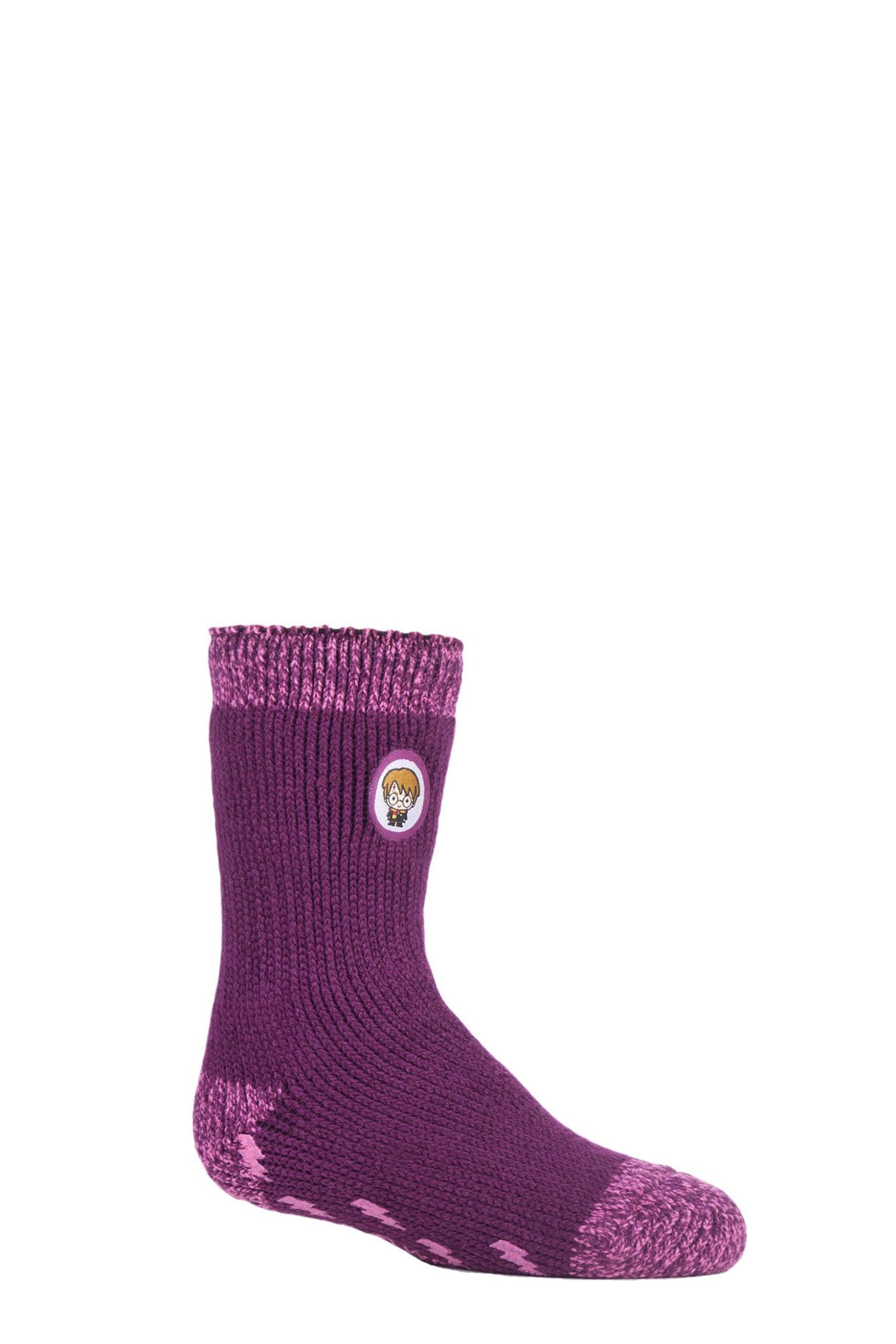 1 Pair Cerise Harry Potter Thermal Socks with Grips Kids Unisex 9-12 Kids (3-8 Years) - Heat Holders