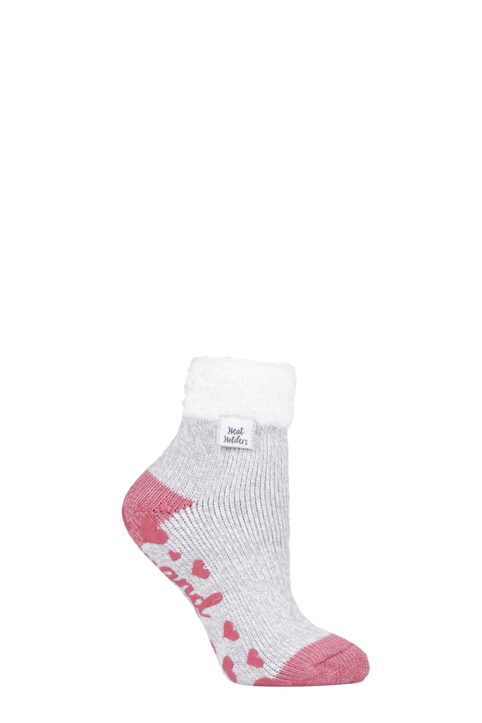 1 Pair Light Grey Lounge Feather Top Socks Ladies 4-8 Ladies - Heat Holders