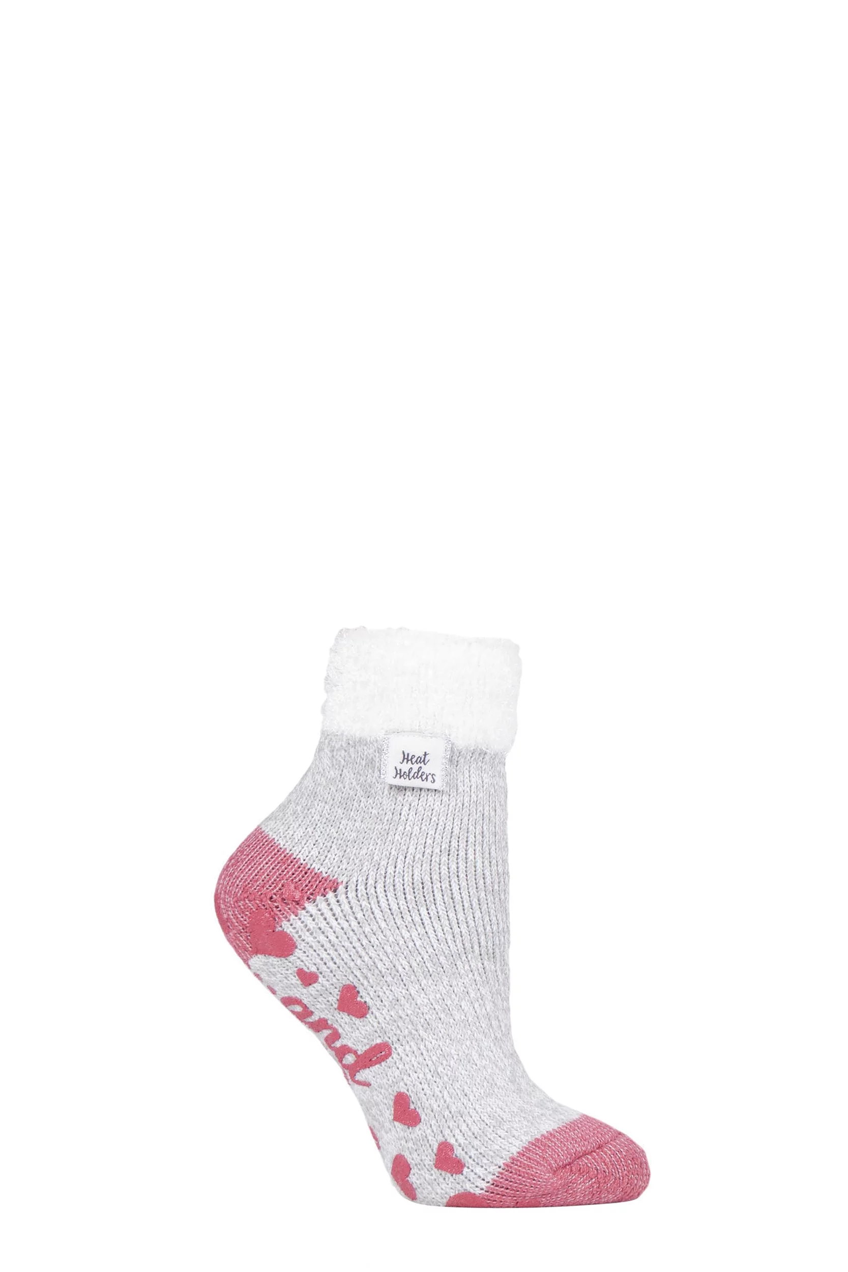 1 Pair Light Grey Lounge Feather Top Socks Ladies 4-8 Ladies - Heat Holders