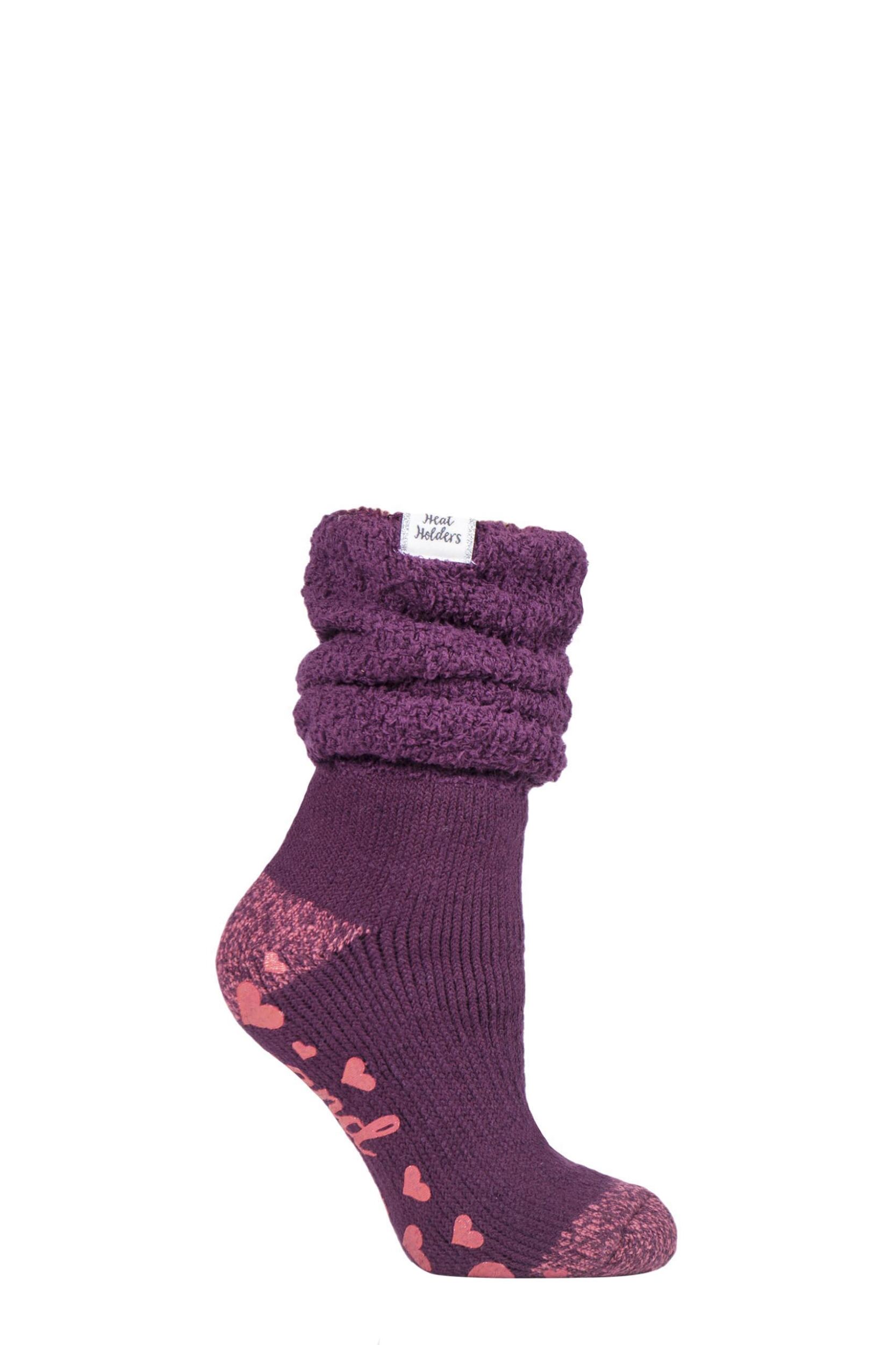 1 Pair Wine Lounge Cosy Slouch Socks Ladies 4-8 Ladies - Heat Holders