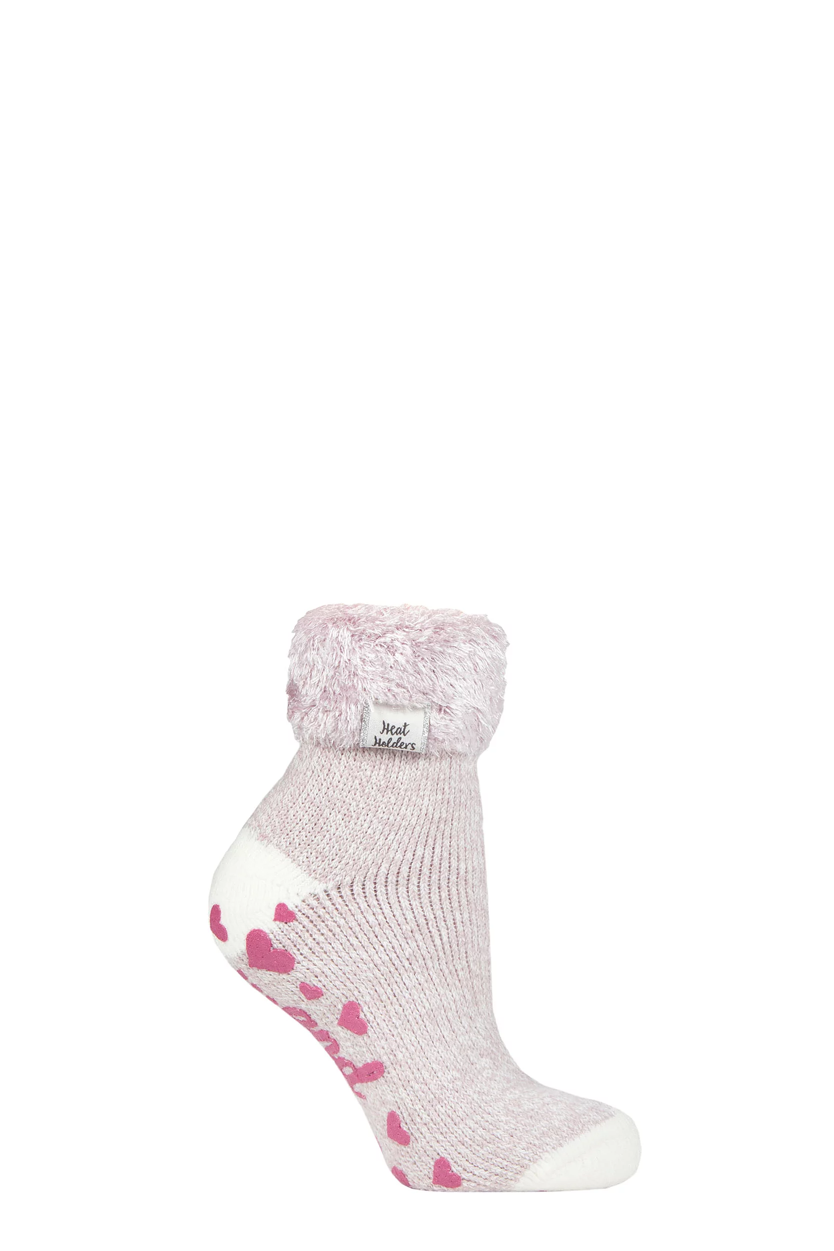 Women's 1 Pair Heat Holders Lounge Feather Turn Over Cuff Socks Daisy Mauve Twist 4
