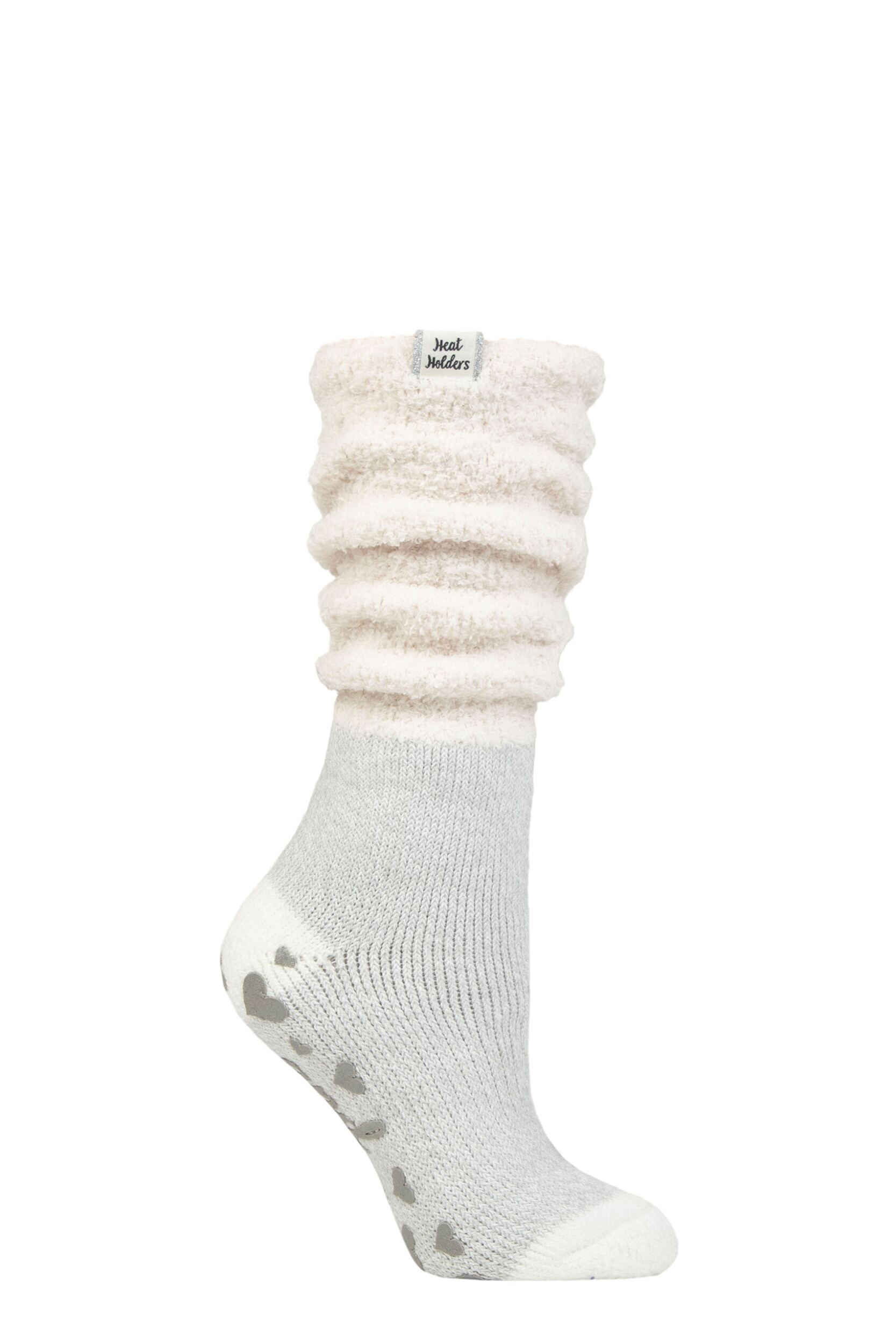 Women's 1 Pair Heat Holders Lounge Cosy Slouch Socks Hydra Cream / Silver 4-8