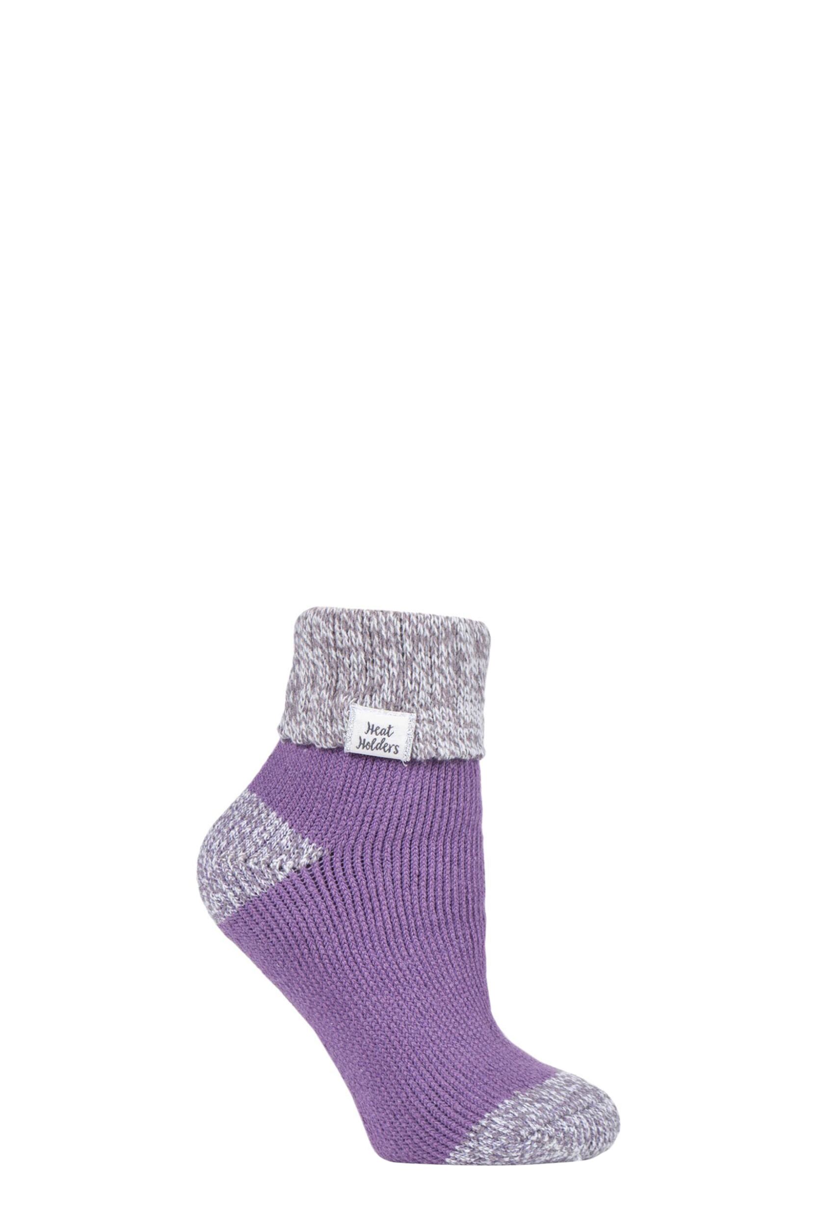 1 Pair Lilac Sleep Rib Turn Over Cuff Socks Ladies 4-8 Ladies - Heat Holders