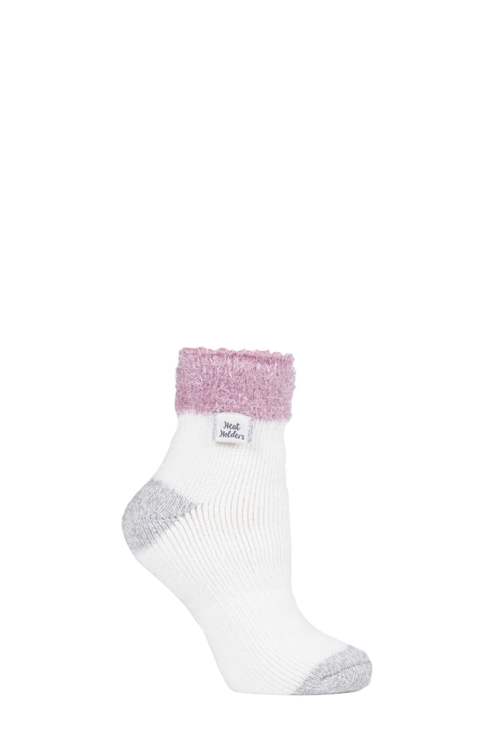 1 Pair Cream Sleep Feather Top Socks Ladies 4-8 Ladies - Heat Holders