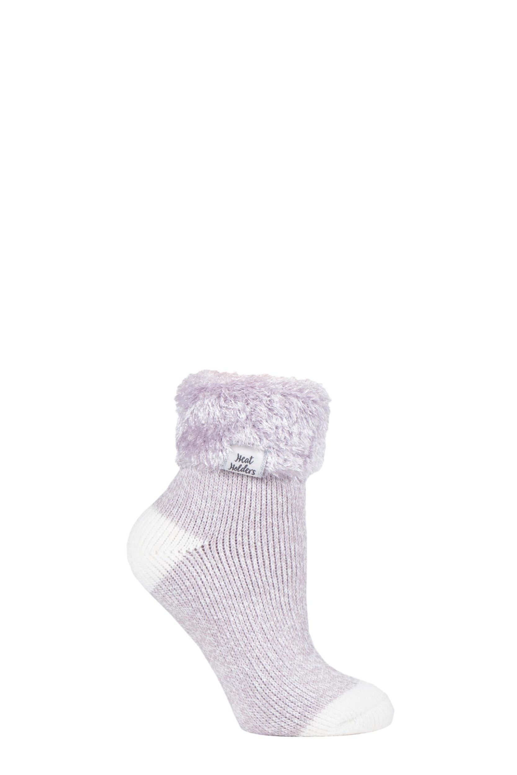 1 Pair Mauve Sleep Turn Over Cuff Socks Ladies 4-8 Ladies - Heat Holders